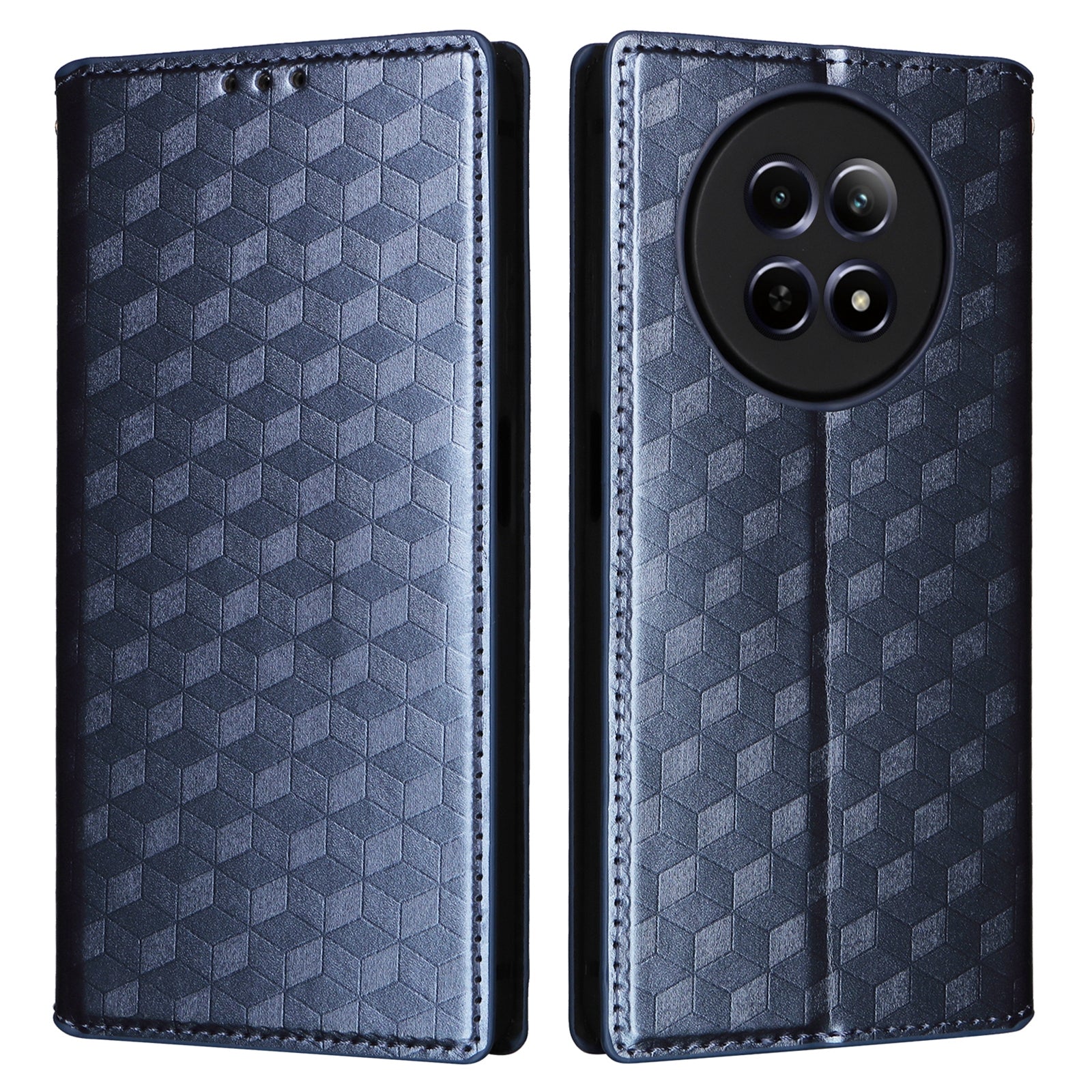 For Realme 12 / 12x 5G Case Anti-Scratch Rhombus Imprinting Leather Phone Cover