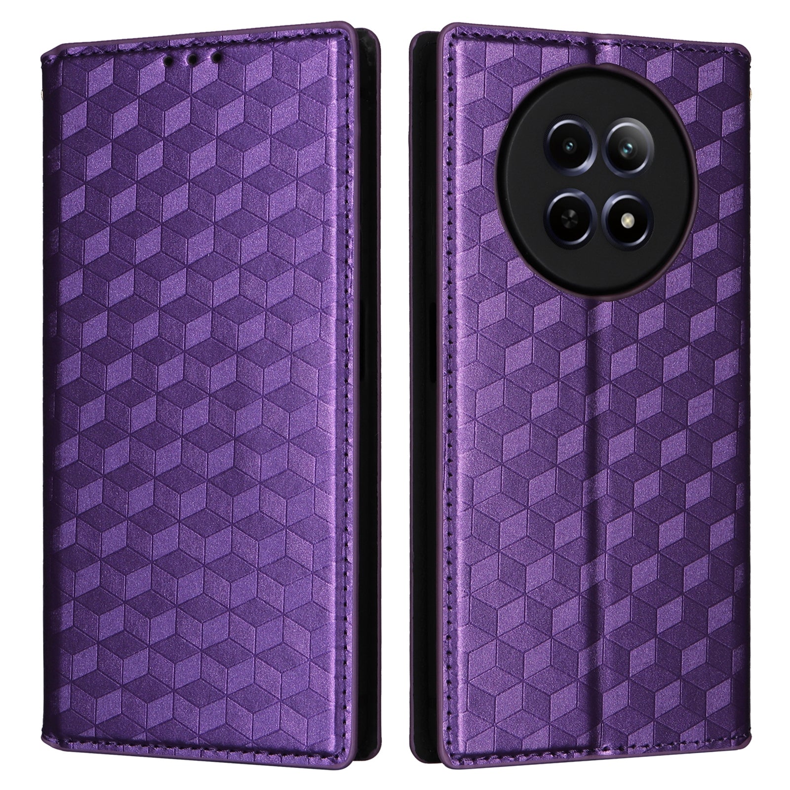 For Realme 12 / 12x 5G Case Anti-Scratch Rhombus Imprinting Leather Phone Cover