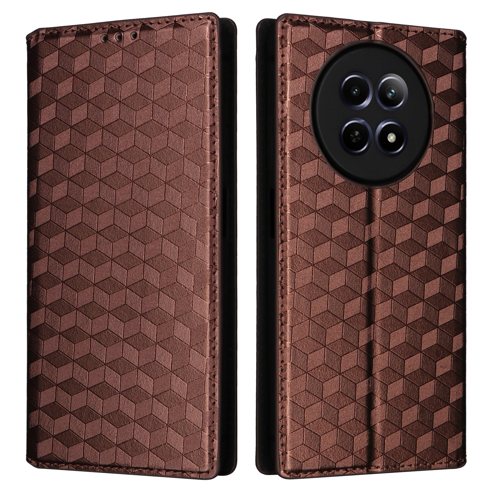 For Realme 12 / 12x 5G Case Anti-Scratch Rhombus Imprinting Leather Phone Cover