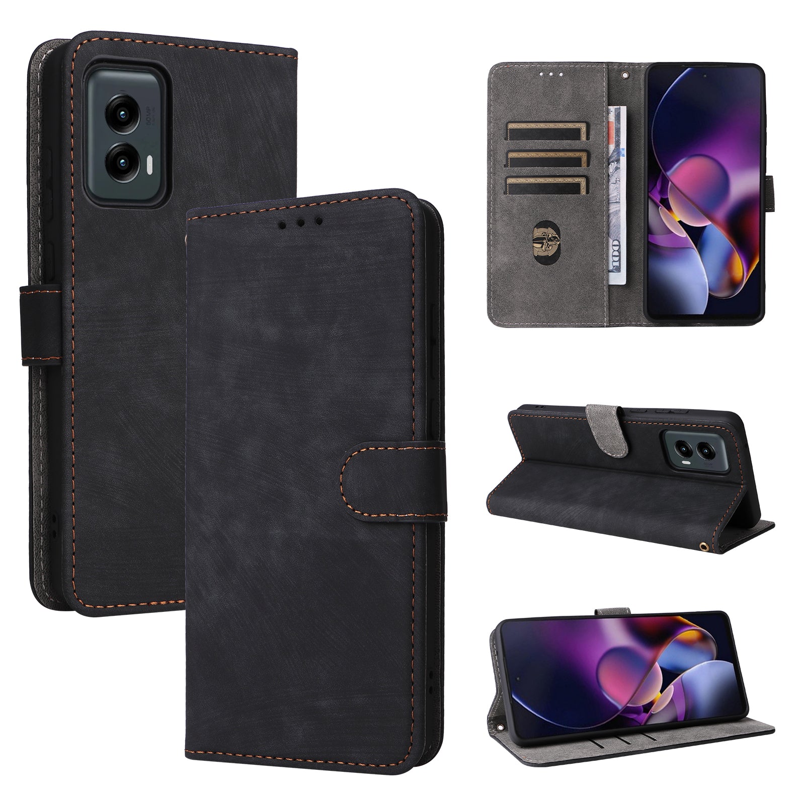 For Motorola Moto G Stylus 5G (2024) Case with Wrist Strap Leather Wallet Flip Phone Case RFID Blocking