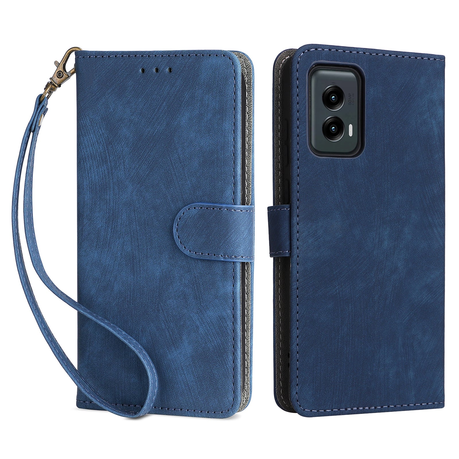 For Motorola Moto G Stylus 5G (2024) Case with Wrist Strap Leather Wallet Flip Phone Case RFID Blocking
