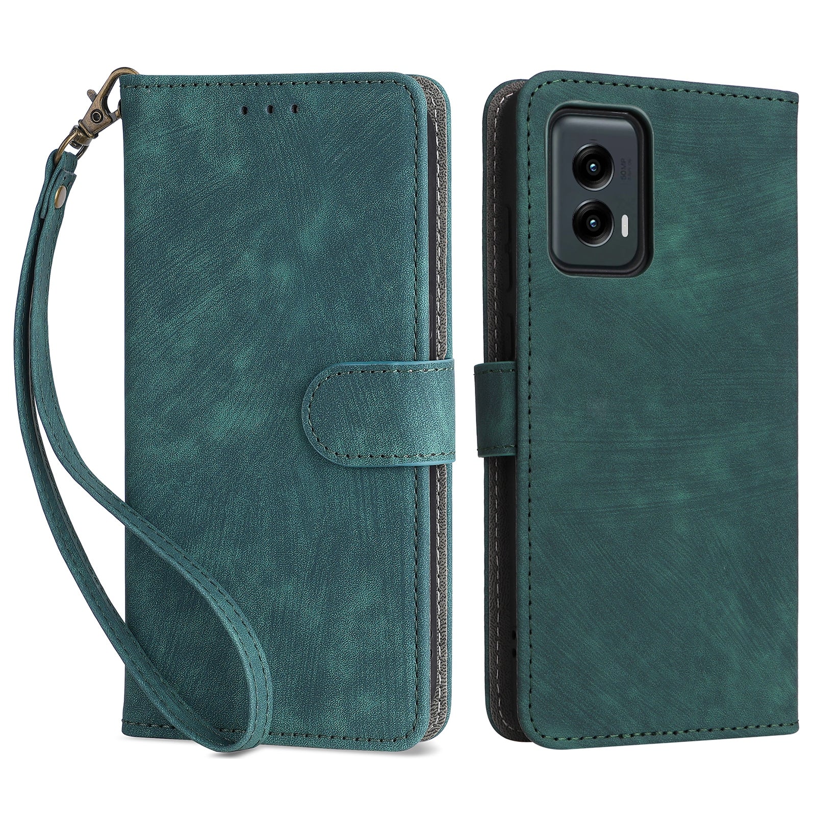 For Motorola Moto G Stylus 5G (2024) Case with Wrist Strap Leather Wallet Flip Phone Case RFID Blocking