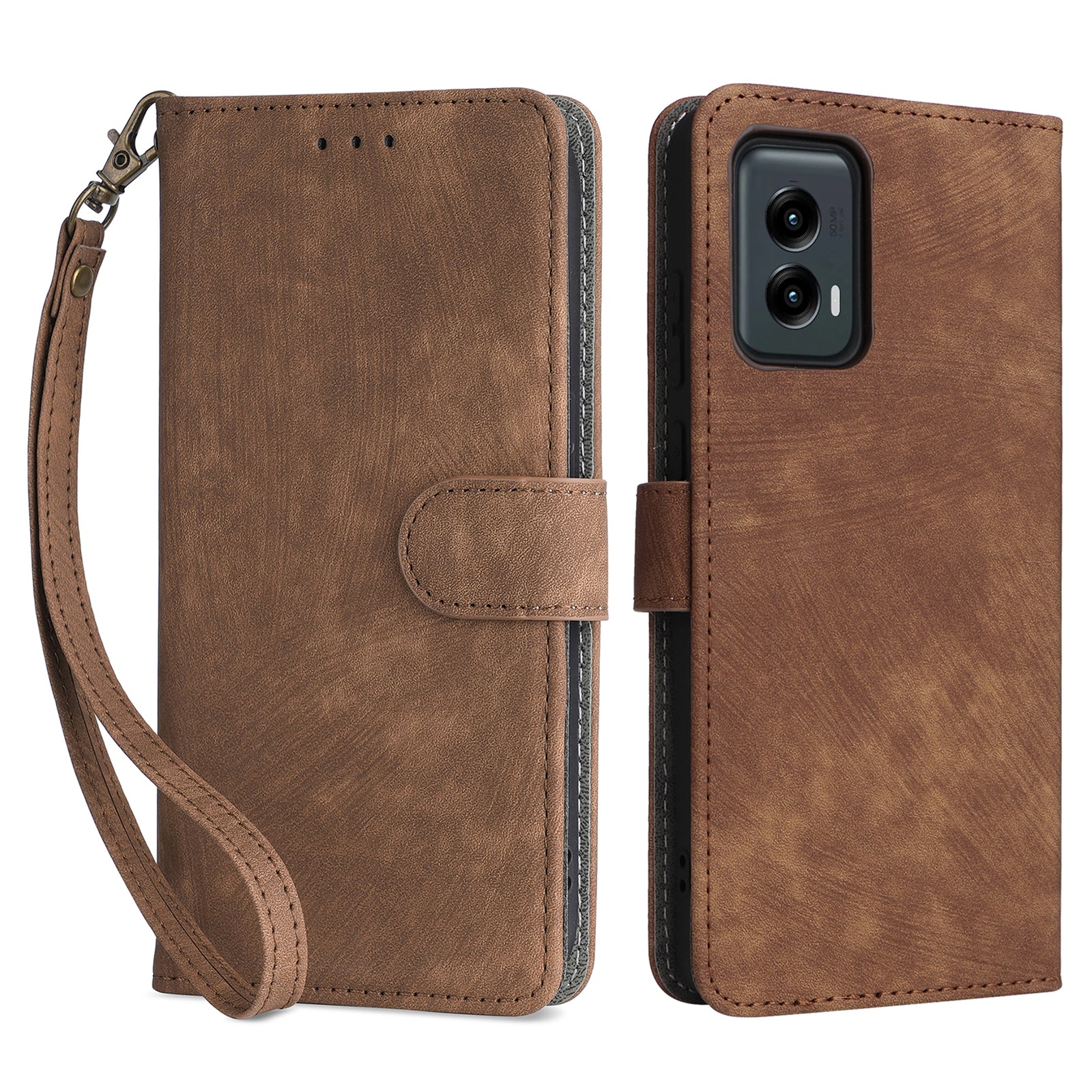 For Motorola Moto G Stylus 5G (2024) Case with Wrist Strap Leather Wallet Flip Phone Case RFID Blocking