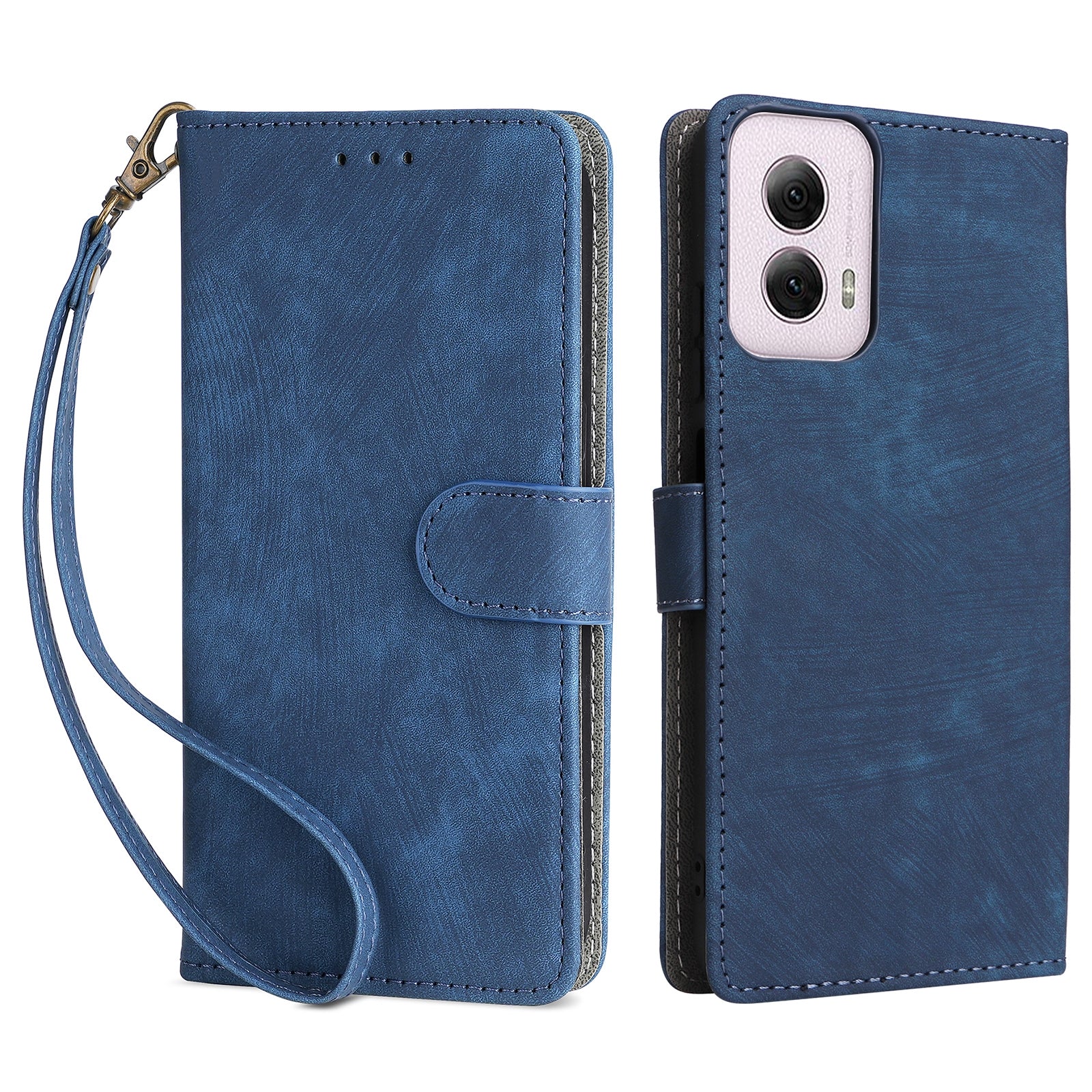 For Motorola Moto G Power (2024) Case RFID Blocking Leather Flip Phone Cover with Wrist Strap