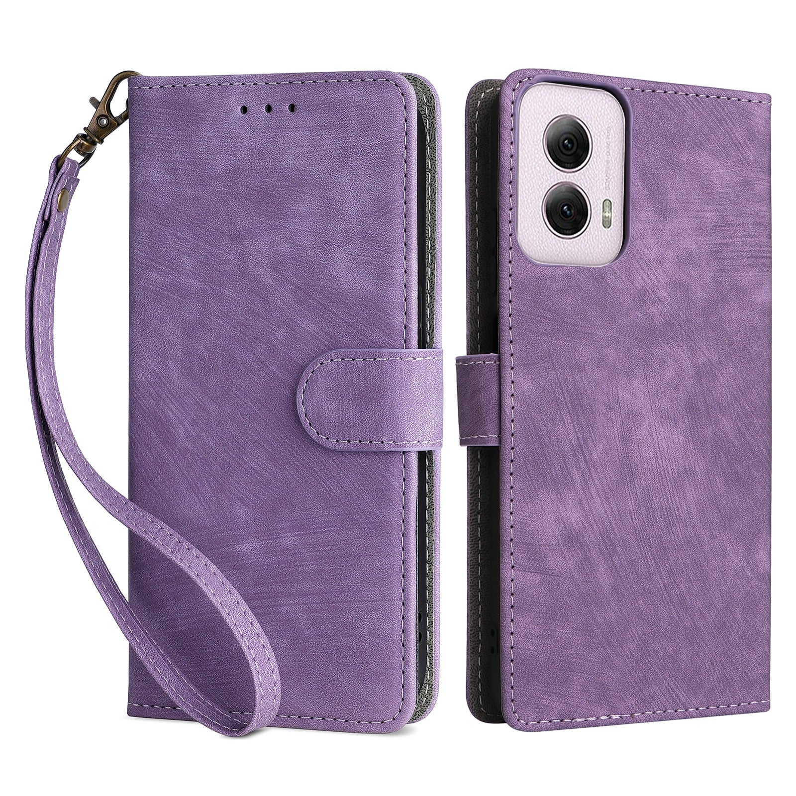 For Motorola Moto G Power (2024) Case RFID Blocking Leather Flip Phone Cover with Wrist Strap