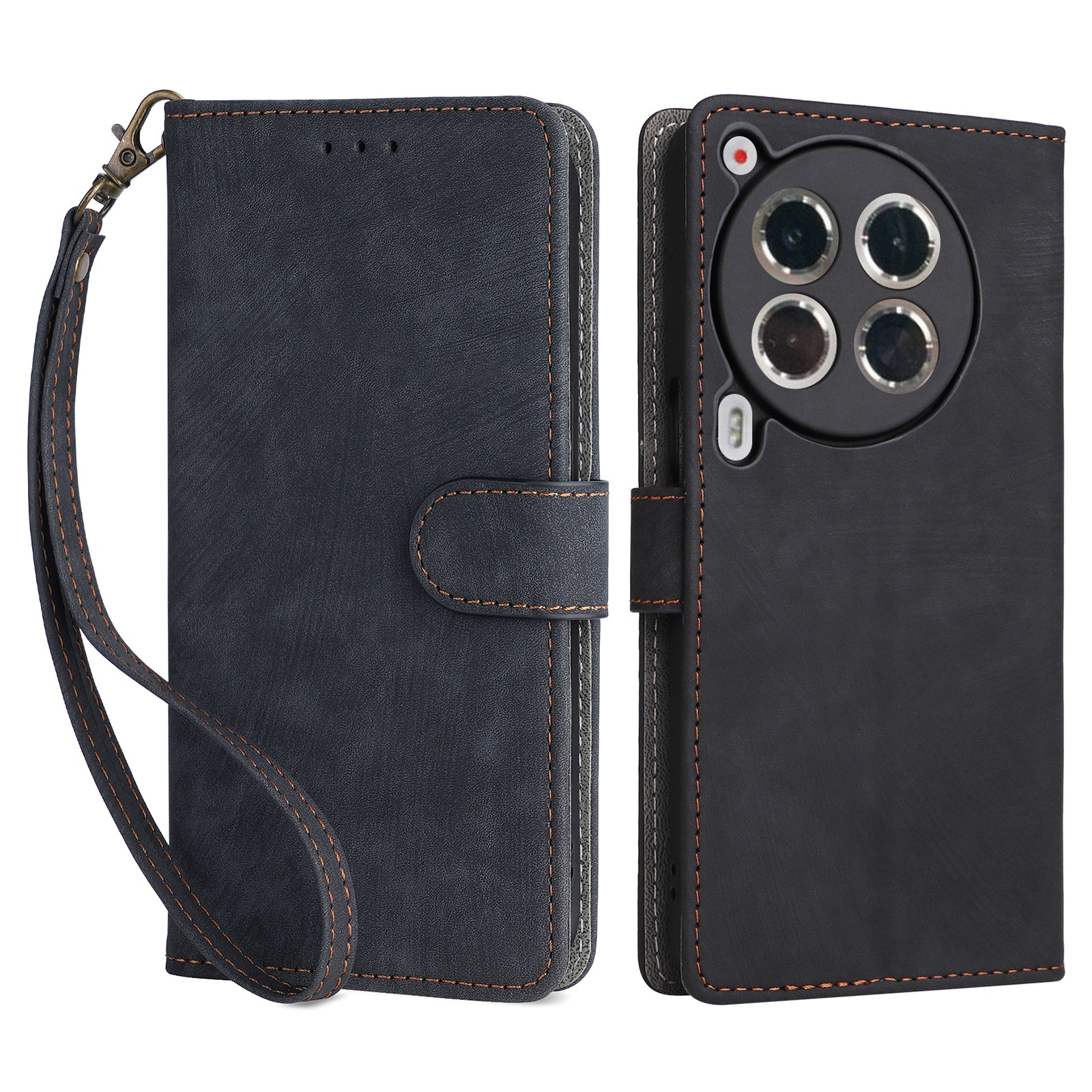For Transsion Tecno Camon 30 Premier 5G CL9 Case Leather RFID Blocking Protection Phone Cover with Strap
