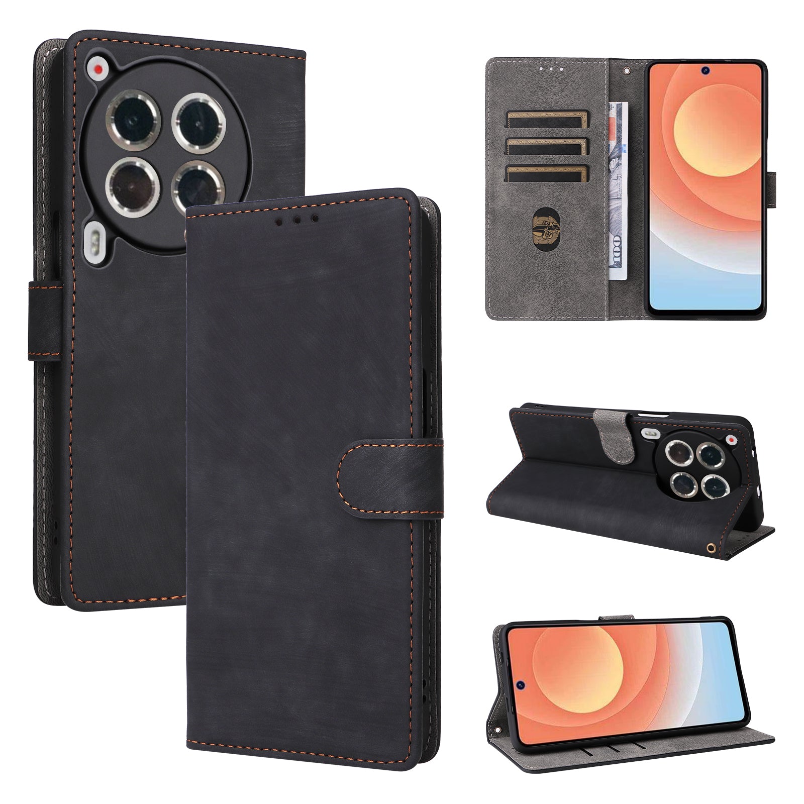 For Transsion Tecno Camon 30 Premier 5G CL9 Case Leather RFID Blocking Protection Phone Cover with Strap