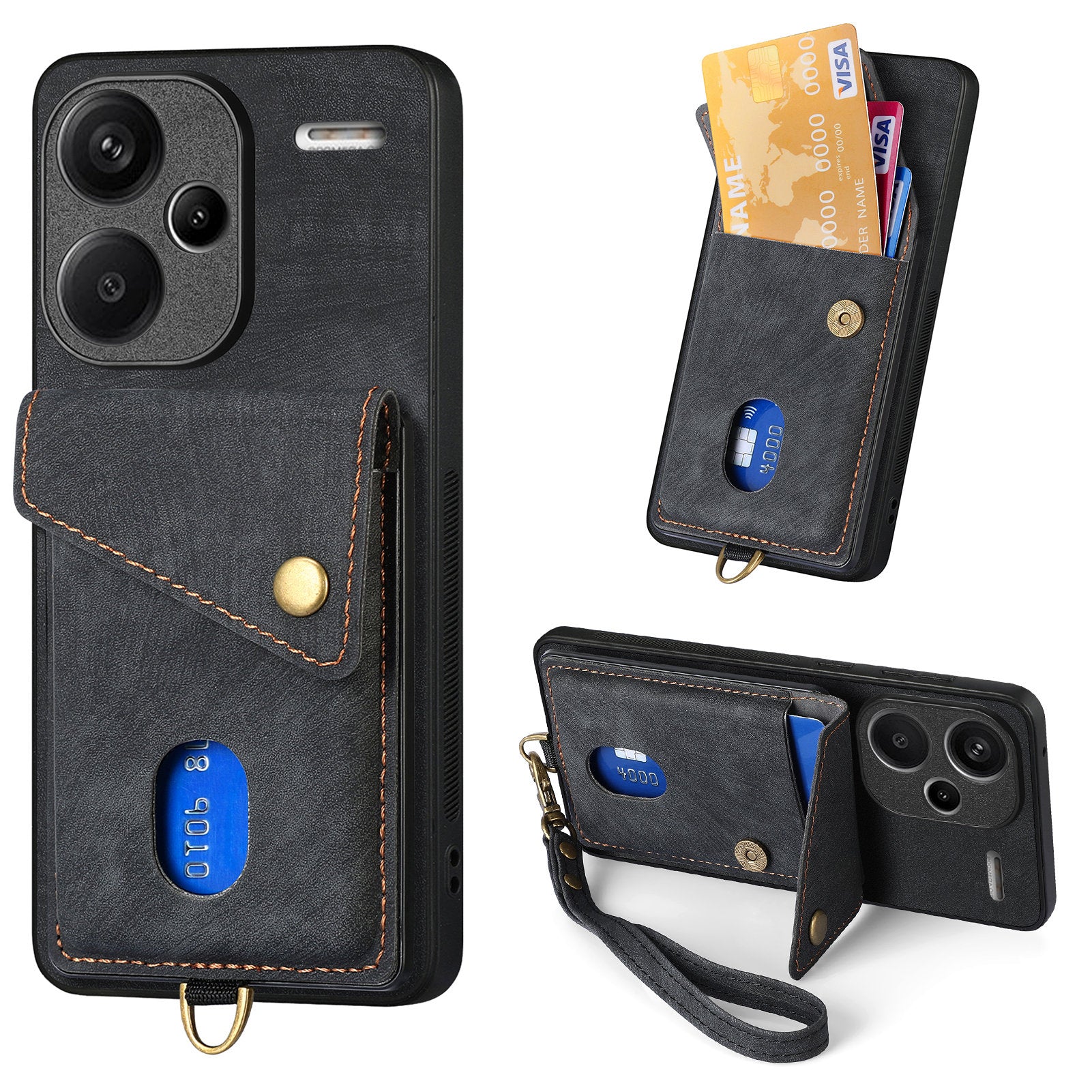 D1 For Xiaomi Redmi Note 13 Pro+ 5G Case Kickstand PU+TPU Phone Cover