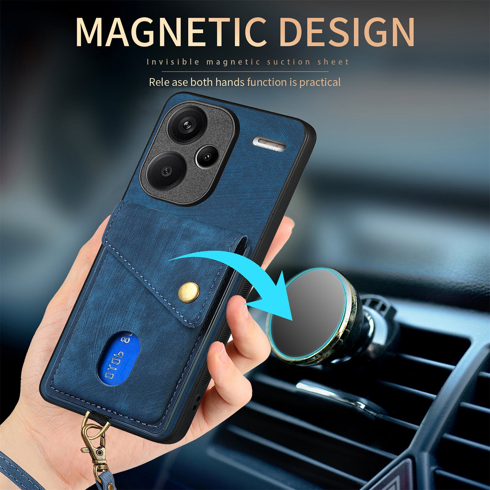 D1 For Xiaomi Redmi Note 13 Pro+ 5G Case Kickstand PU+TPU Phone Cover
