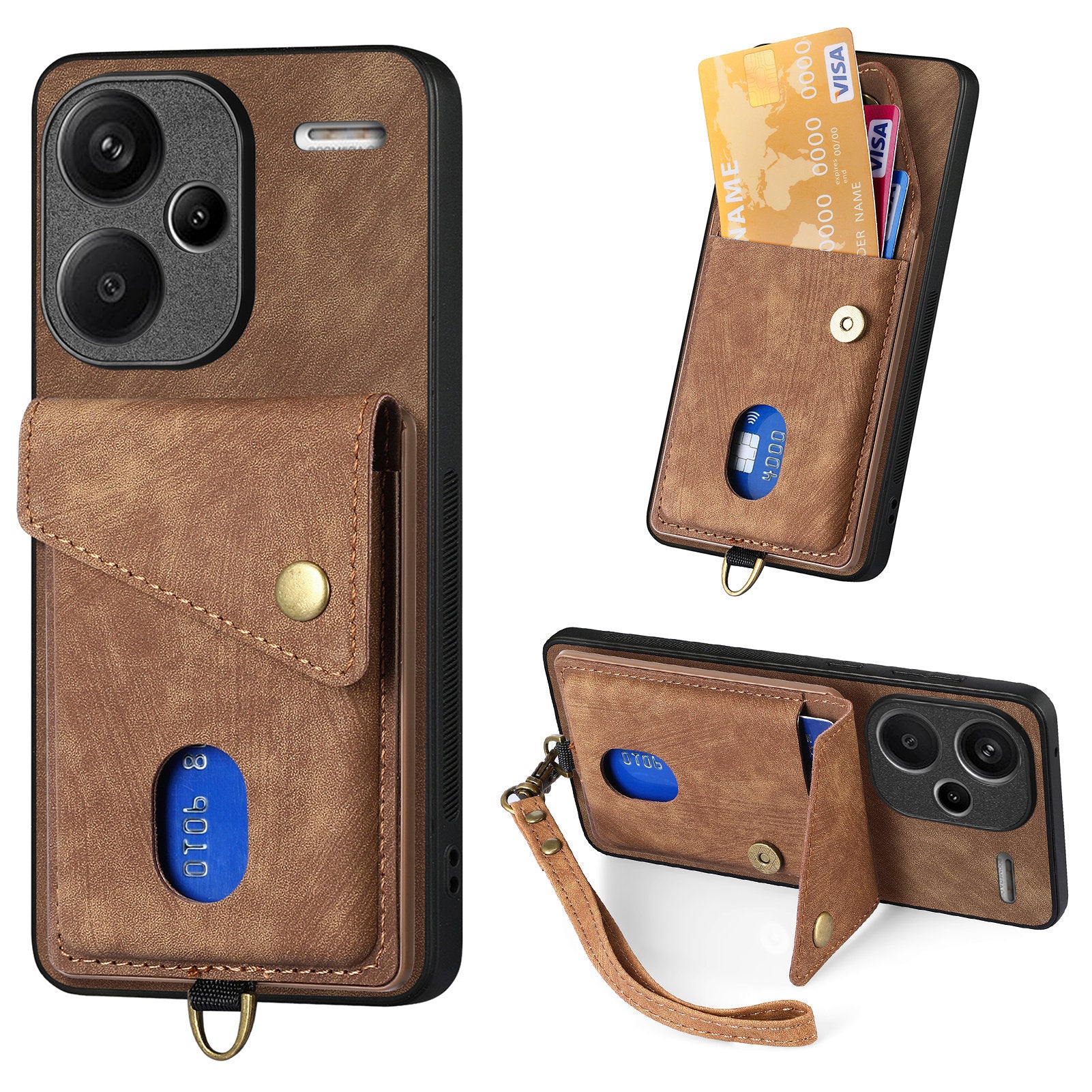 D1 For Xiaomi Redmi Note 13 Pro+ 5G Case Kickstand PU+TPU Phone Cover