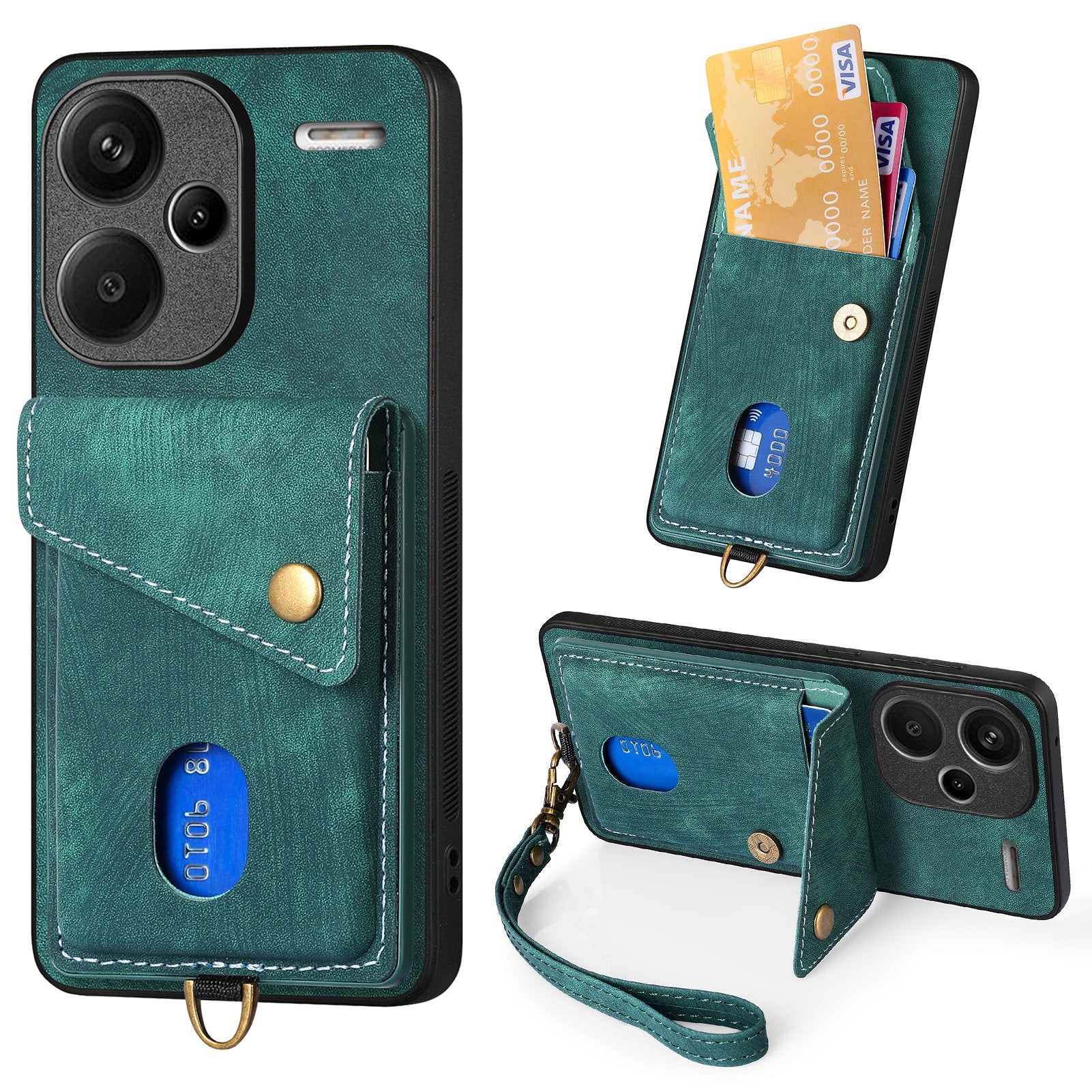 D1 For Xiaomi Redmi Note 13 Pro+ 5G Case Kickstand PU+TPU Phone Cover