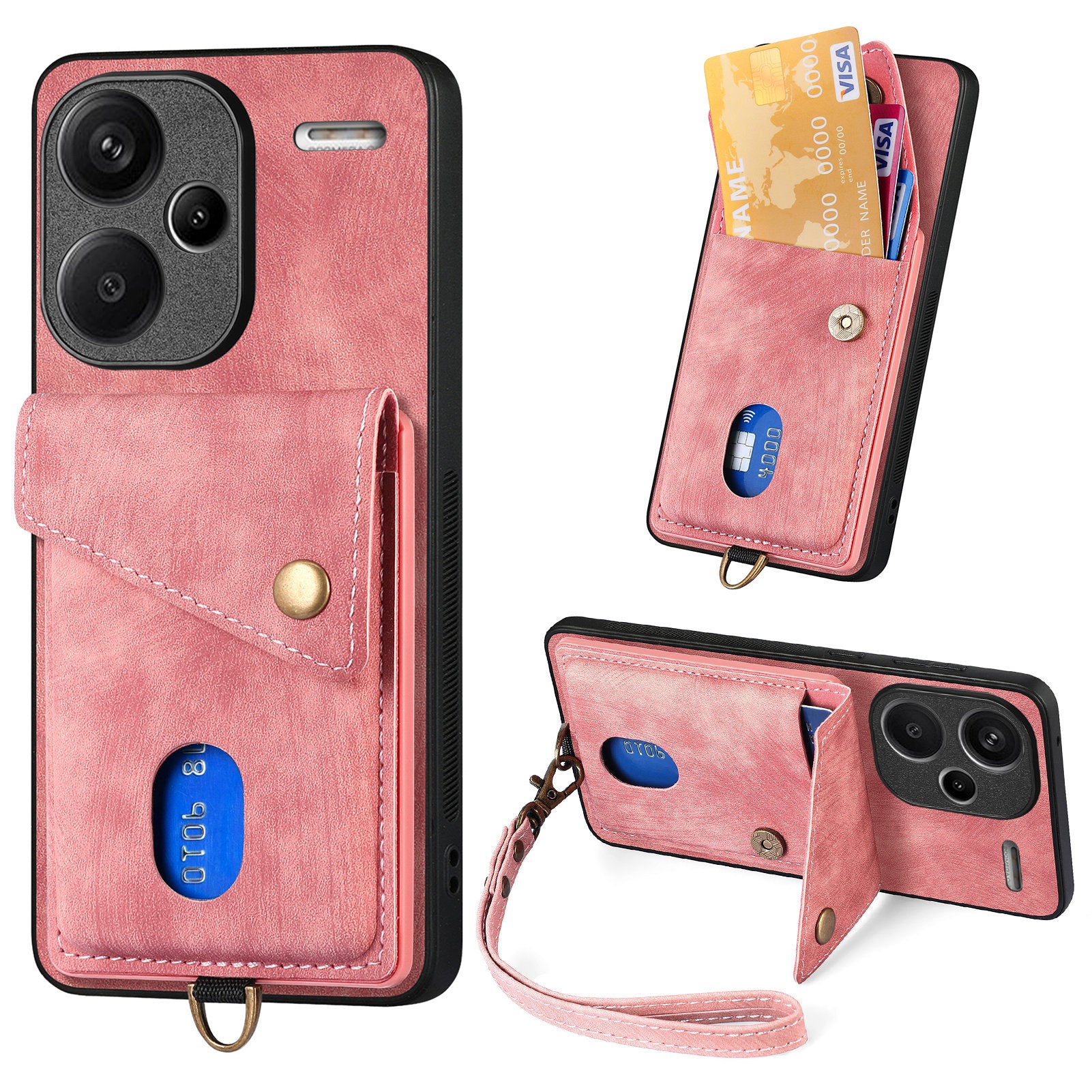 D1 For Xiaomi Redmi Note 13 Pro+ 5G Case Kickstand PU+TPU Phone Cover