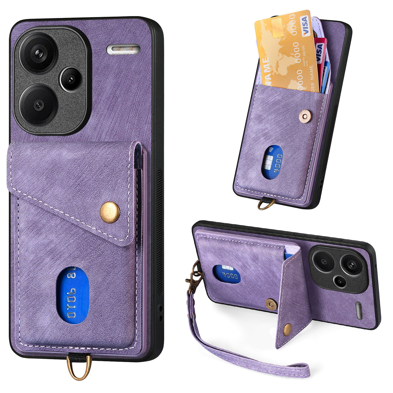D1 For Xiaomi Redmi Note 13 Pro+ 5G Case Kickstand PU+TPU Phone Cover