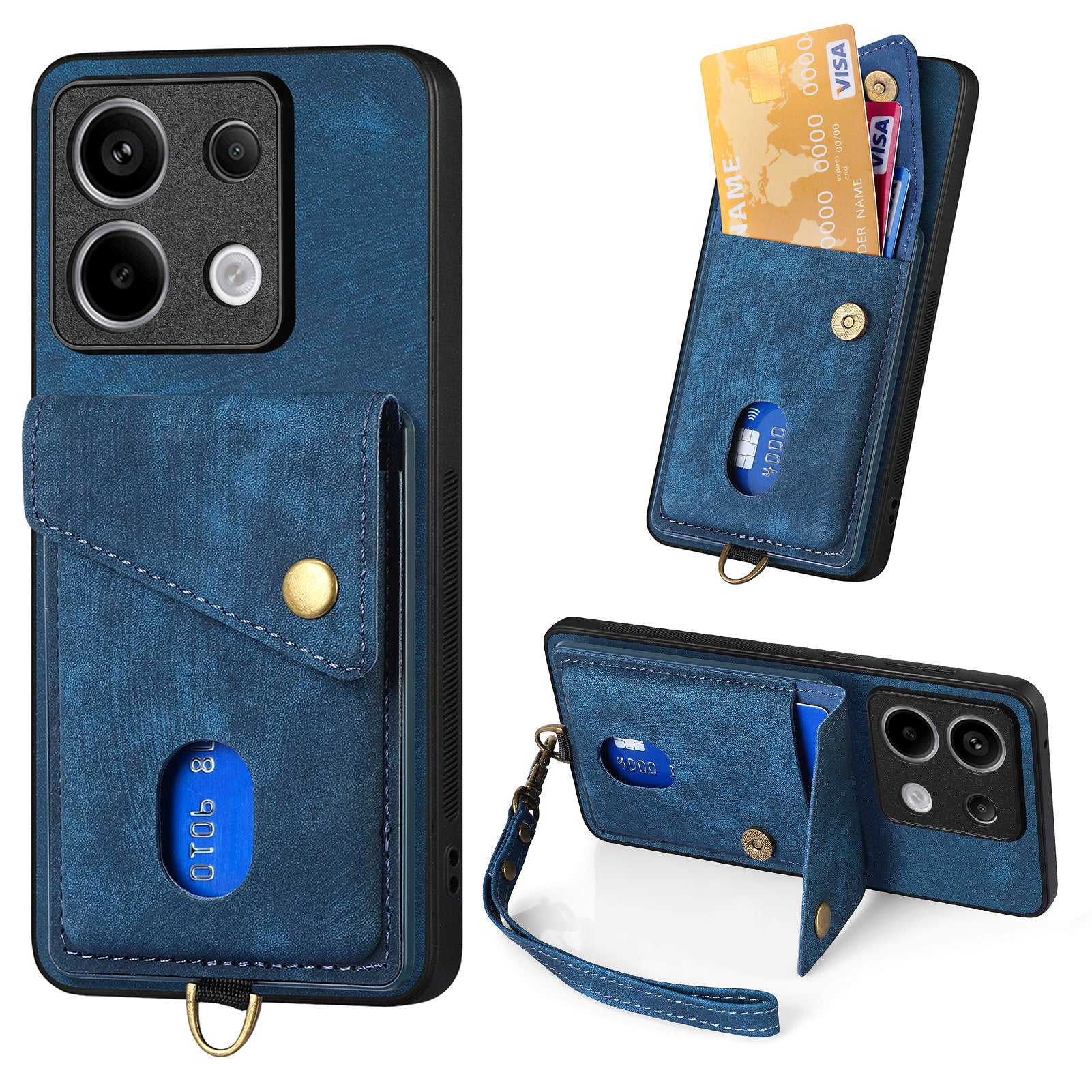 D1 For Xiaomi Redmi Note 13 Pro 5G / Poco X6 5G Case Anti-Drop PU+TPU Phone Cover with Kickstand