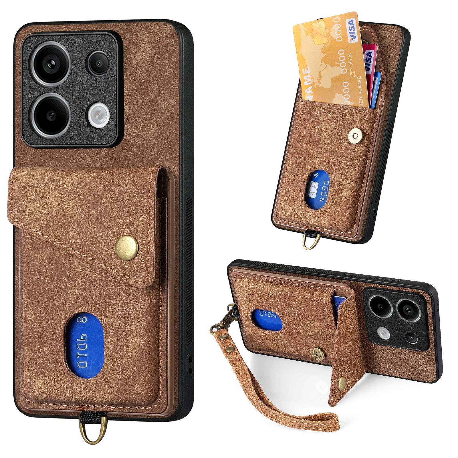 D1 For Xiaomi Redmi Note 13 Pro 5G / Poco X6 5G Case Anti-Drop PU+TPU Phone Cover with Kickstand