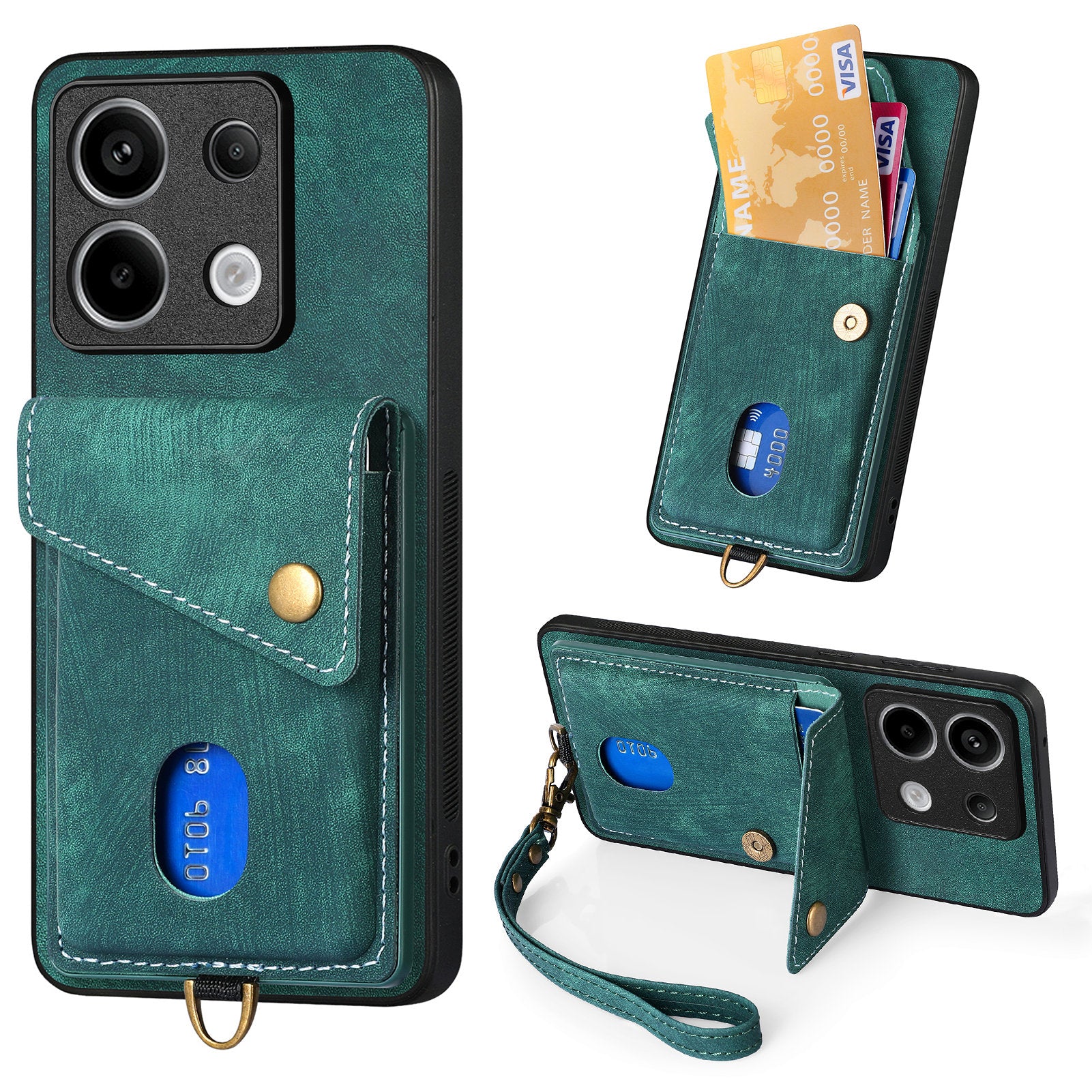 D1 For Xiaomi Redmi Note 13 Pro 5G / Poco X6 5G Case Anti-Drop PU+TPU Phone Cover with Kickstand