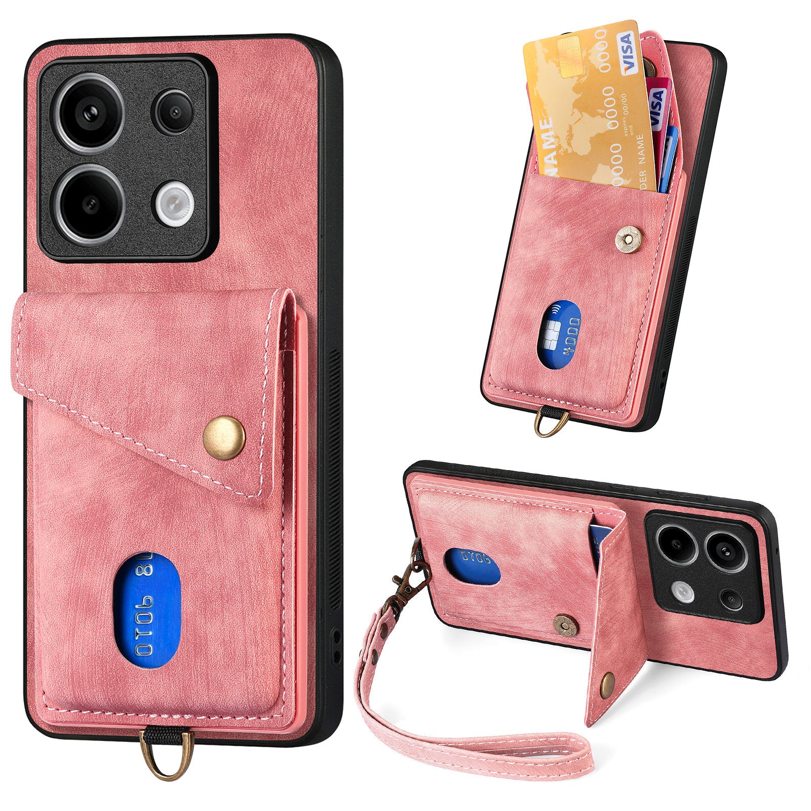 D1 For Xiaomi Redmi Note 13 Pro 5G / Poco X6 5G Case Anti-Drop PU+TPU Phone Cover with Kickstand