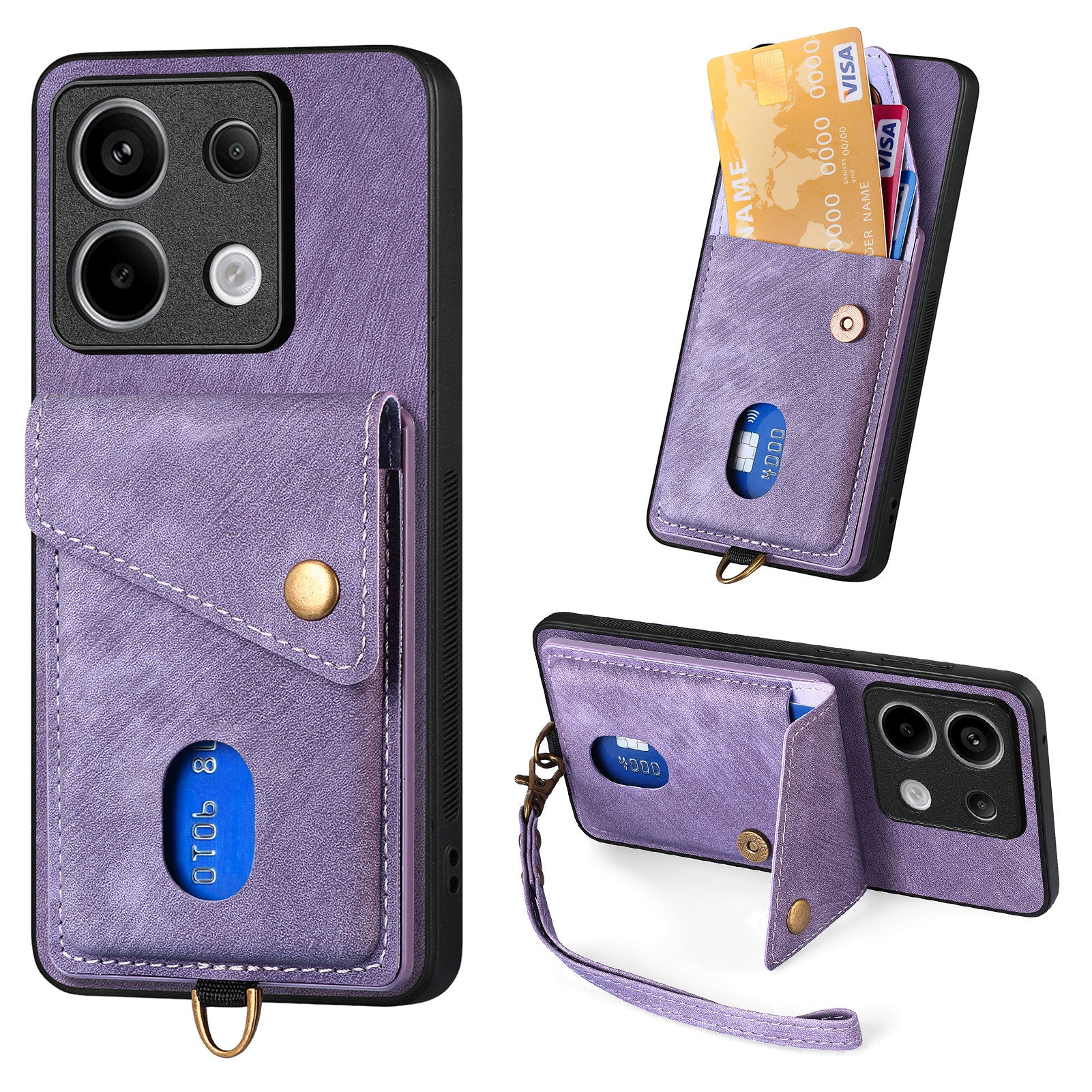 D1 For Xiaomi Redmi Note 13 Pro 5G / Poco X6 5G Case Anti-Drop PU+TPU Phone Cover with Kickstand