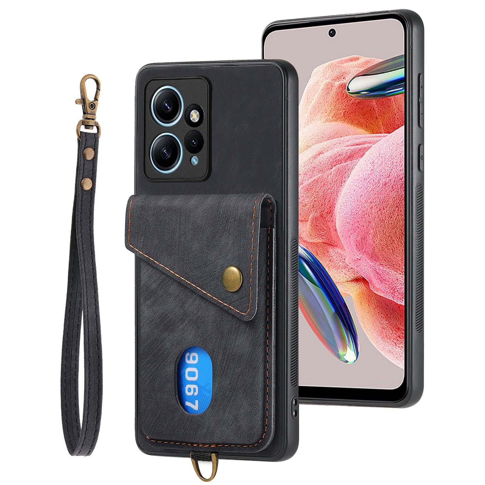 D1 For Xiaomi Redmi Note 12 4G Protective Case Kickstand PU+TPU Phone Cover