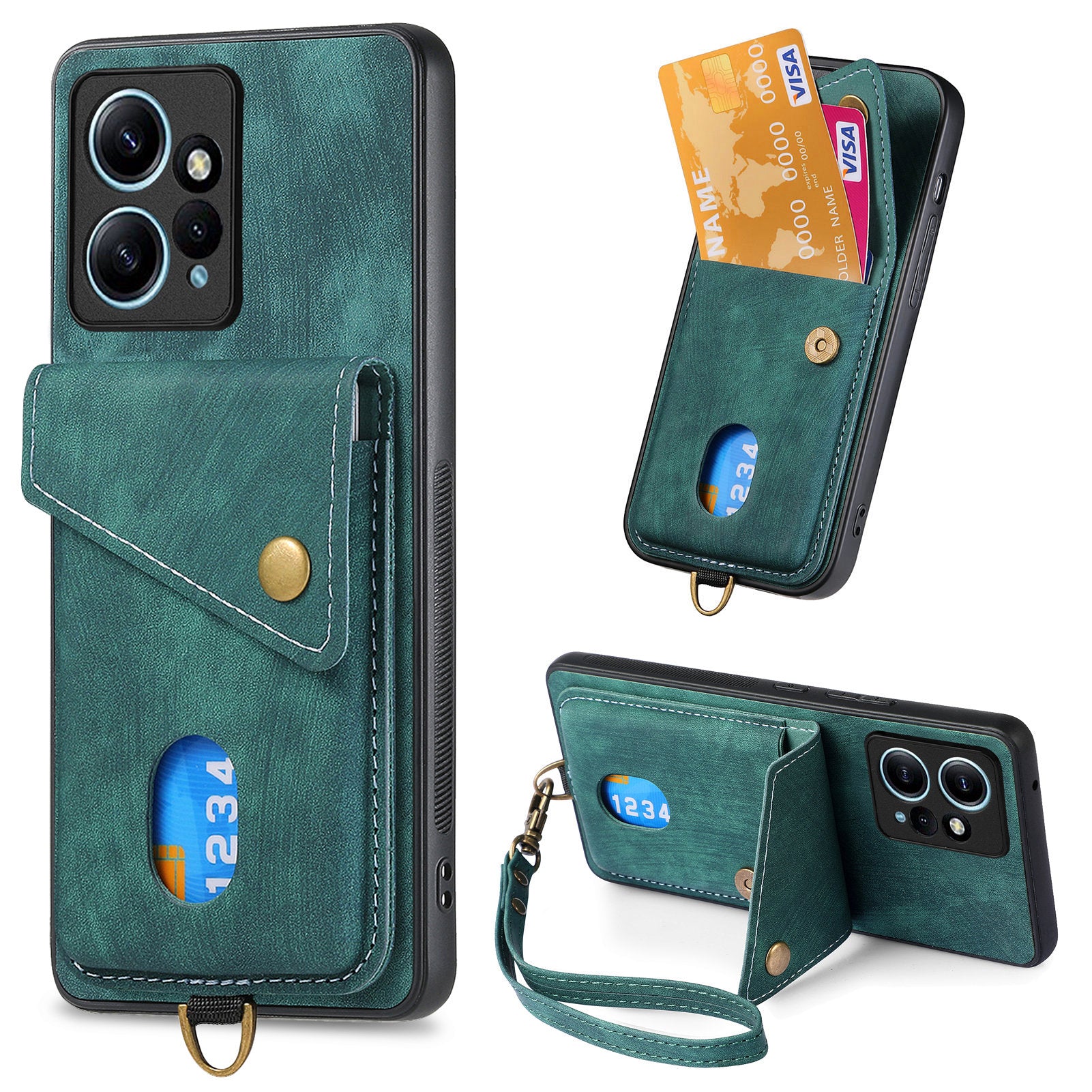 D1 For Xiaomi Redmi Note 12 4G Protective Case Kickstand PU+TPU Phone Cover