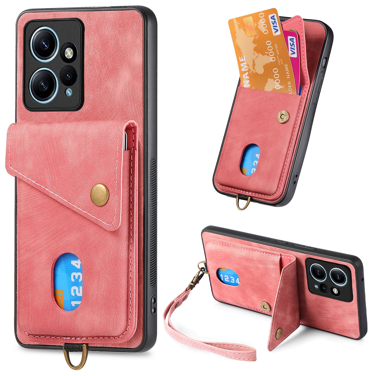 D1 For Xiaomi Redmi Note 12 4G Protective Case Kickstand PU+TPU Phone Cover