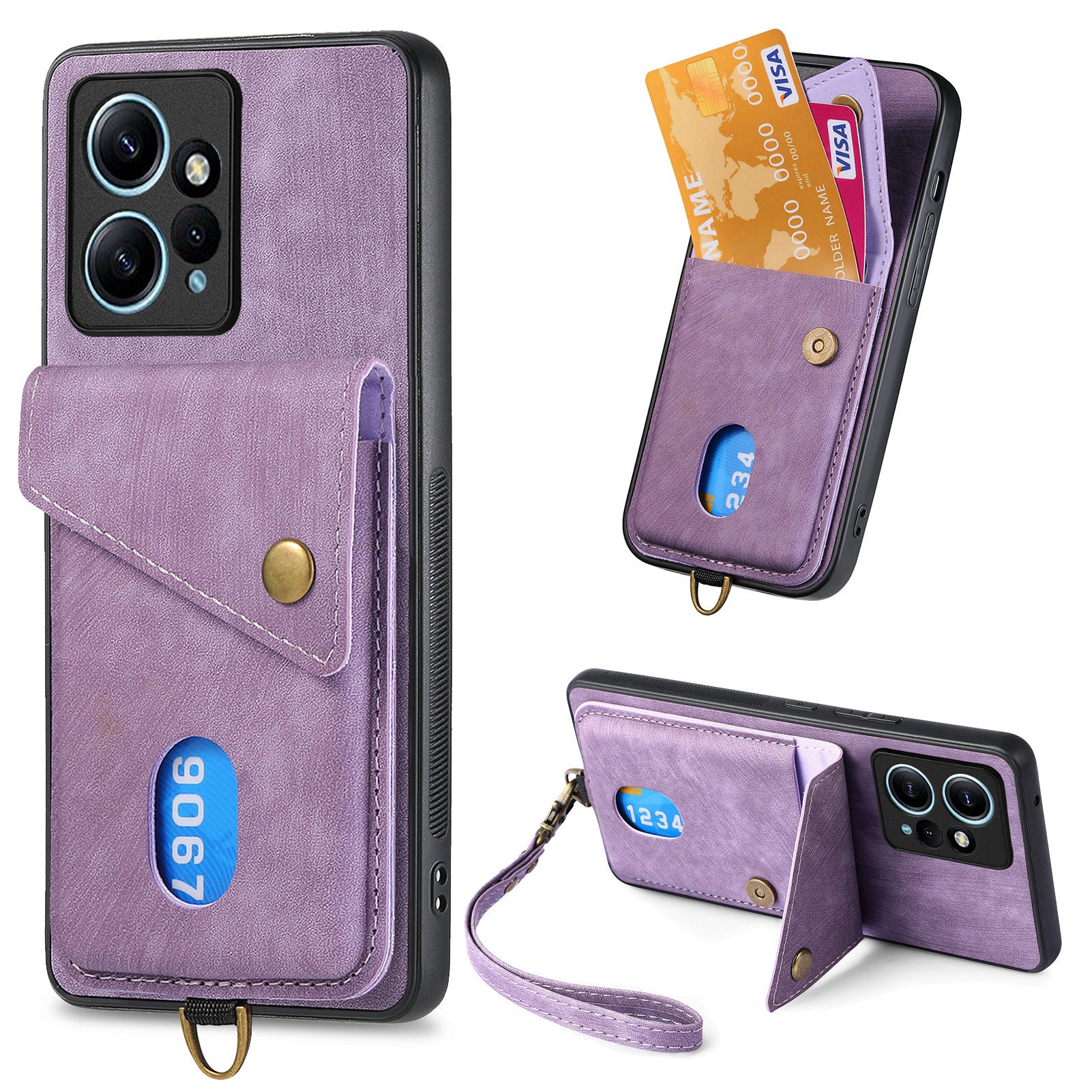 D1 For Xiaomi Redmi Note 12 4G Protective Case Kickstand PU+TPU Phone Cover