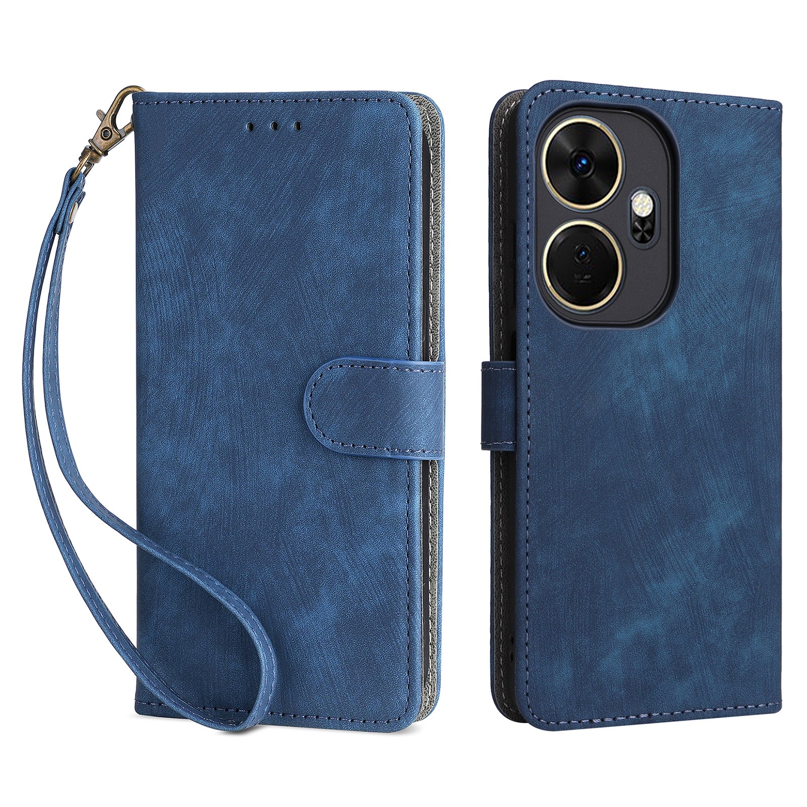 For Transsion itel P55+ P663LN Case RFID Blocking Leather Purse Phone Cover with Wrist Strap