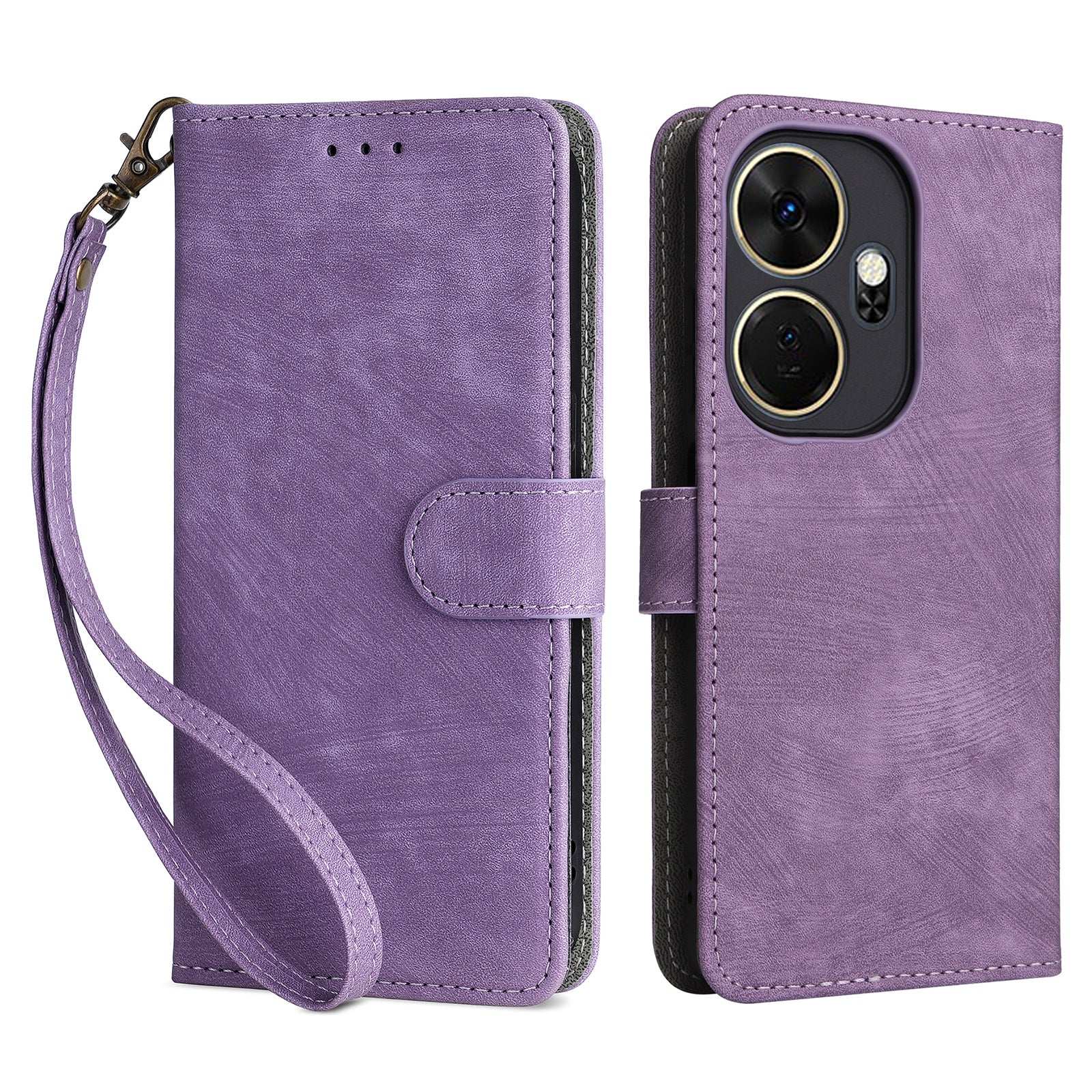 For Transsion itel P55+ P663LN Case RFID Blocking Leather Purse Phone Cover with Wrist Strap