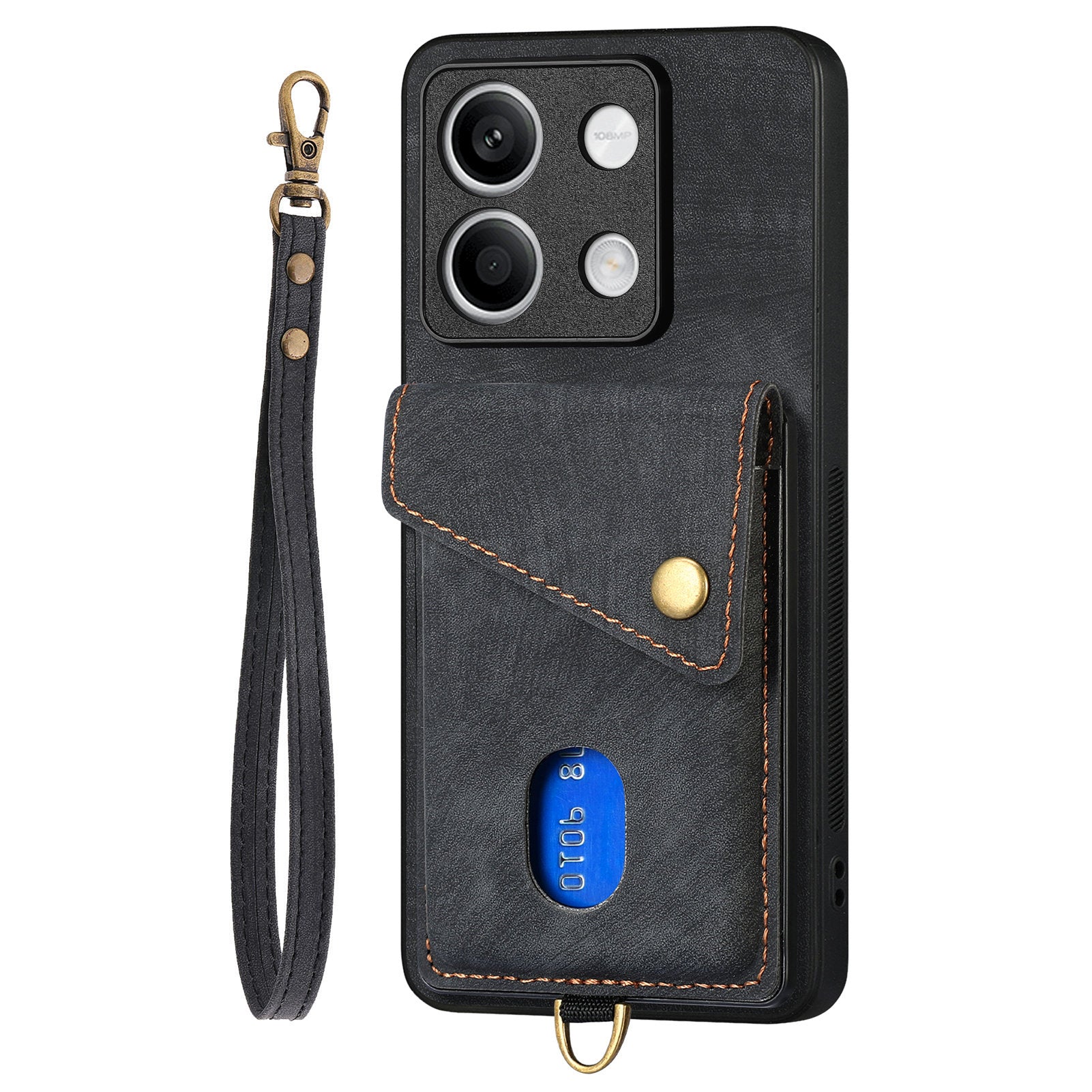 D1 For Xiaomi Redmi Note 13 5G Case PU+TPU Card Slot Phone Cover with Kickstand