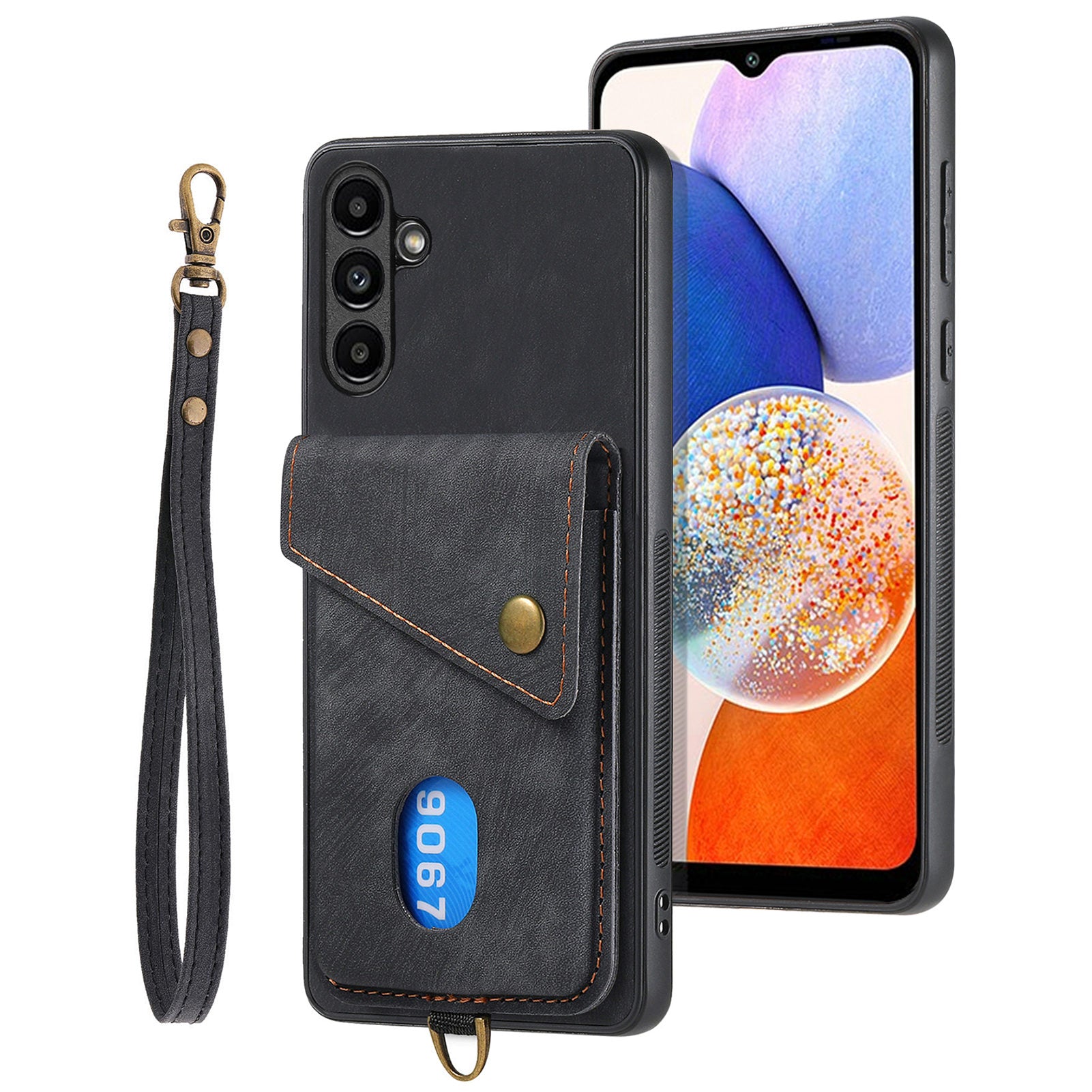 D1 For Samsung Galaxy A14 5G / A14 4G Kickstand Case PU+TPU Shockproof Phone Cover