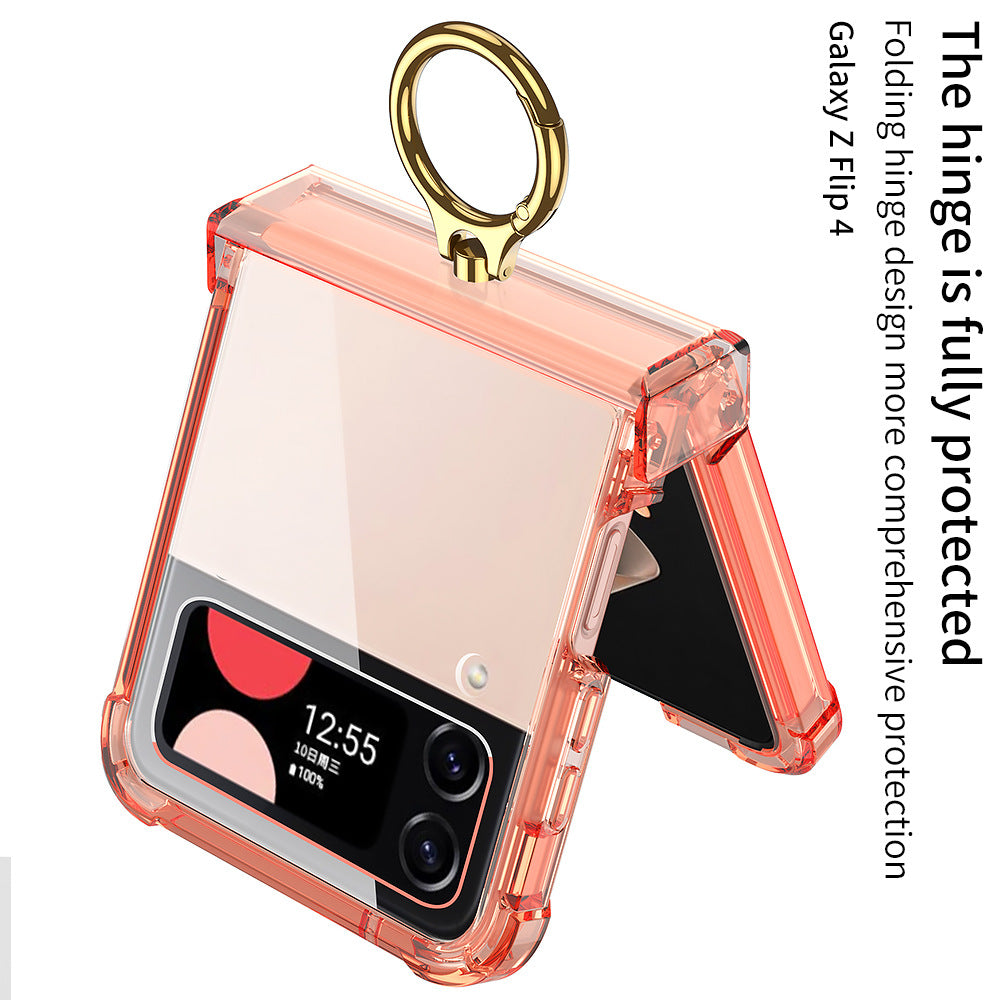 For Samsung Galaxy Z Flip4 5G Magnetic Case Ring Kickstand TPU Phone Cover with Hinge Protection