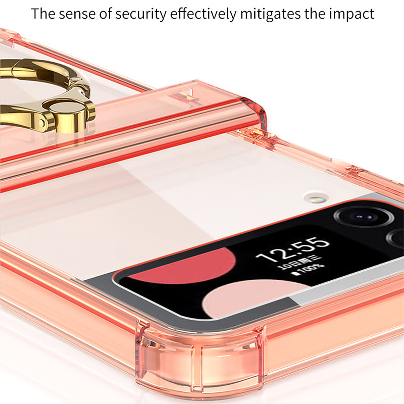 For Samsung Galaxy Z Flip4 5G Magnetic Case Ring Kickstand TPU Phone Cover with Hinge Protection
