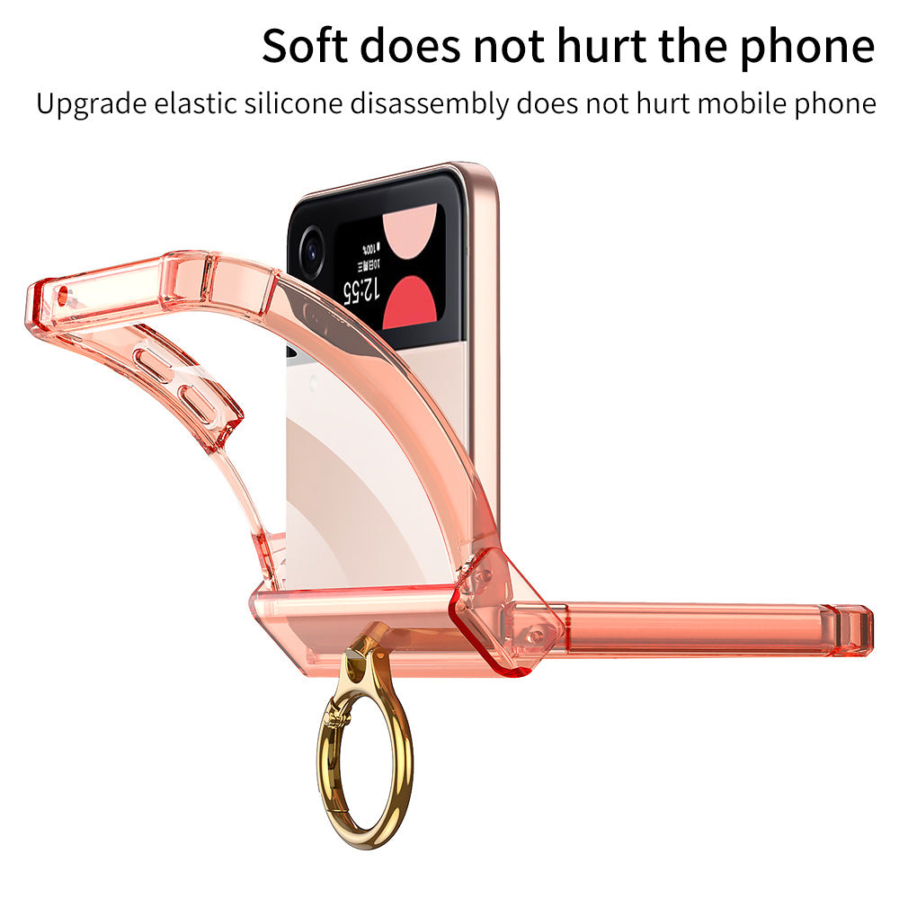 For Samsung Galaxy Z Flip4 5G Magnetic Case Ring Kickstand TPU Phone Cover with Hinge Protection