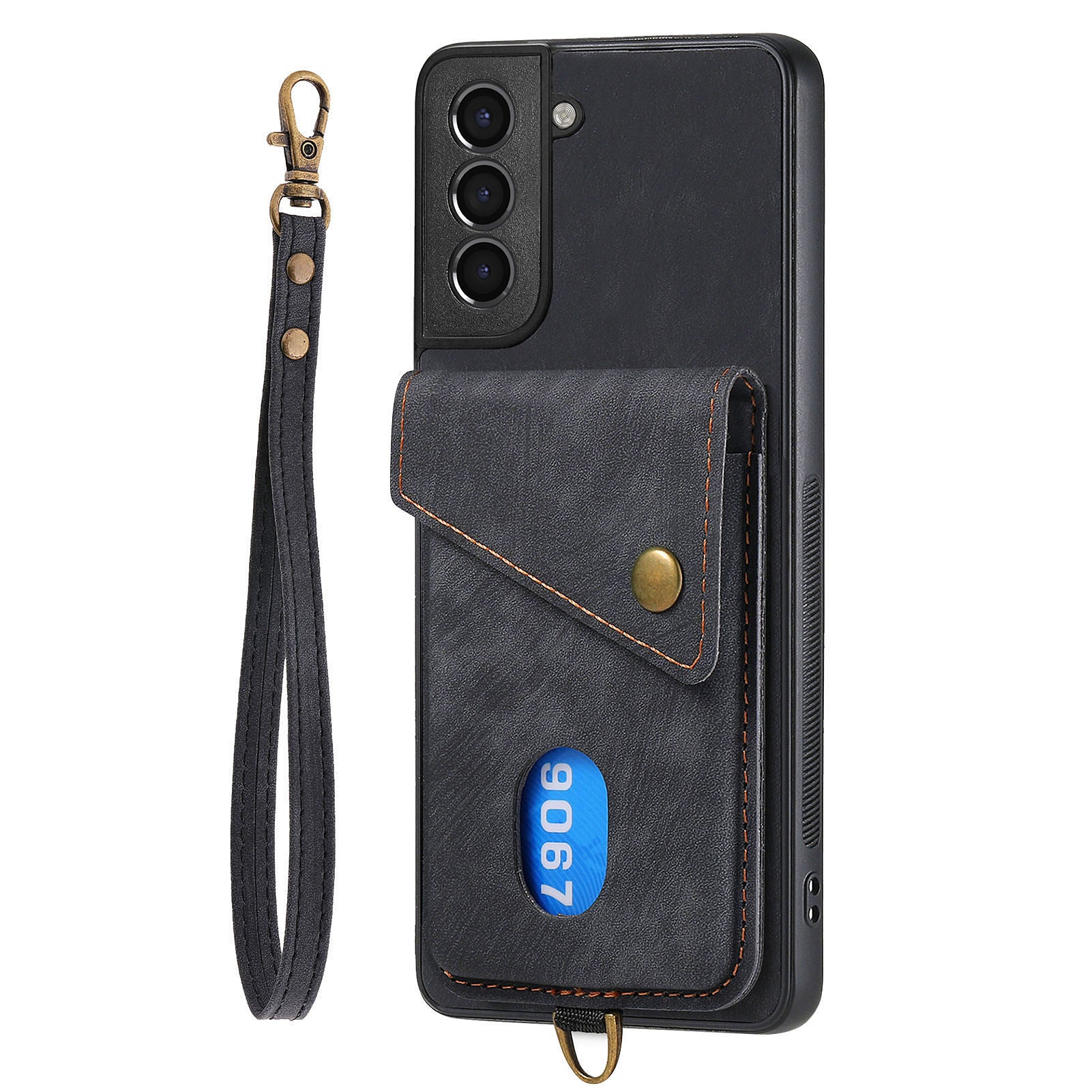D1 For Samsung Galaxy S21 FE 5G Case Retro PU Leather Coated TPU Cover with Card Holder Kickstand
