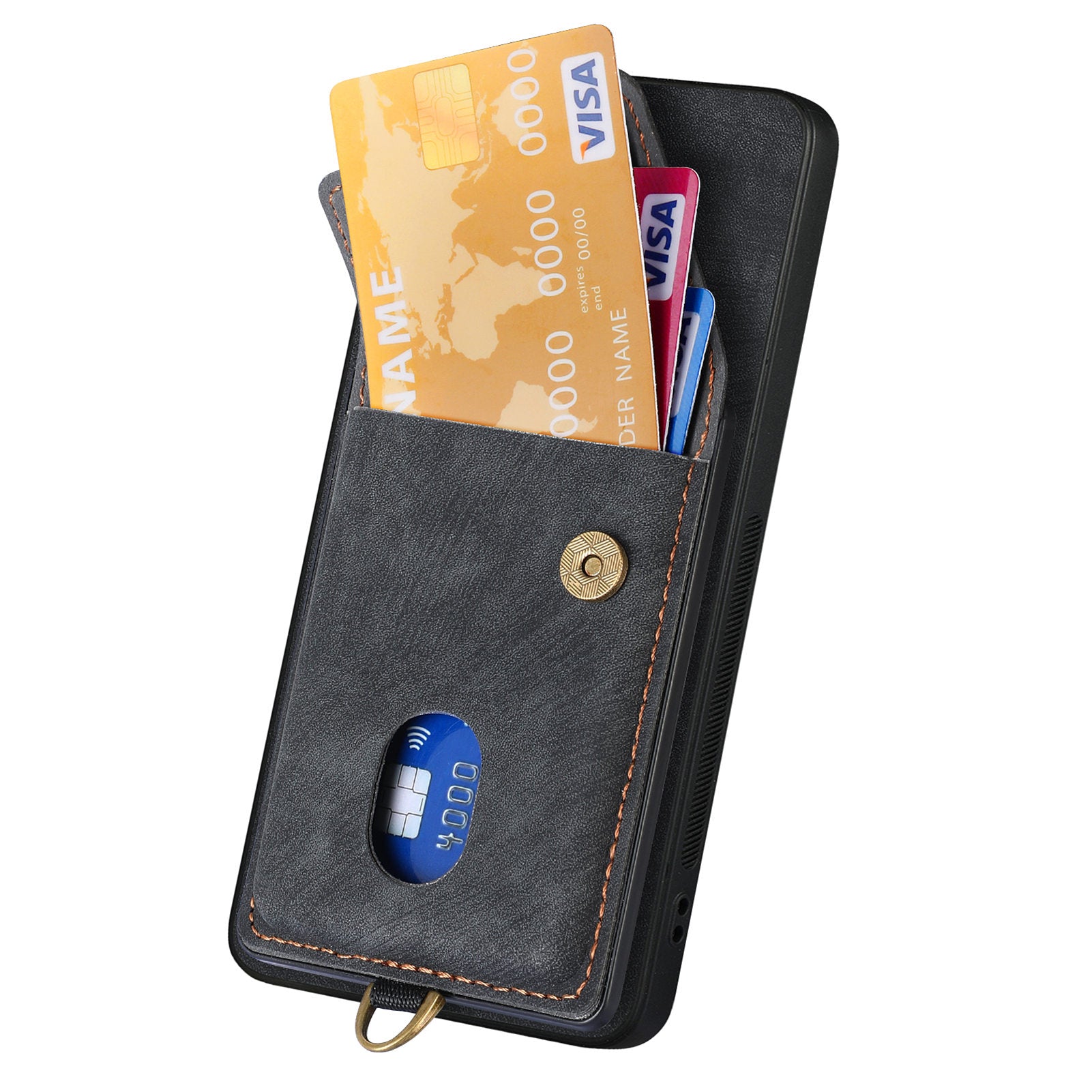 D1 For Xiaomi 14 Case Card Slots PU Leather Coated TPU Magnetic Car Mount Phone Cover