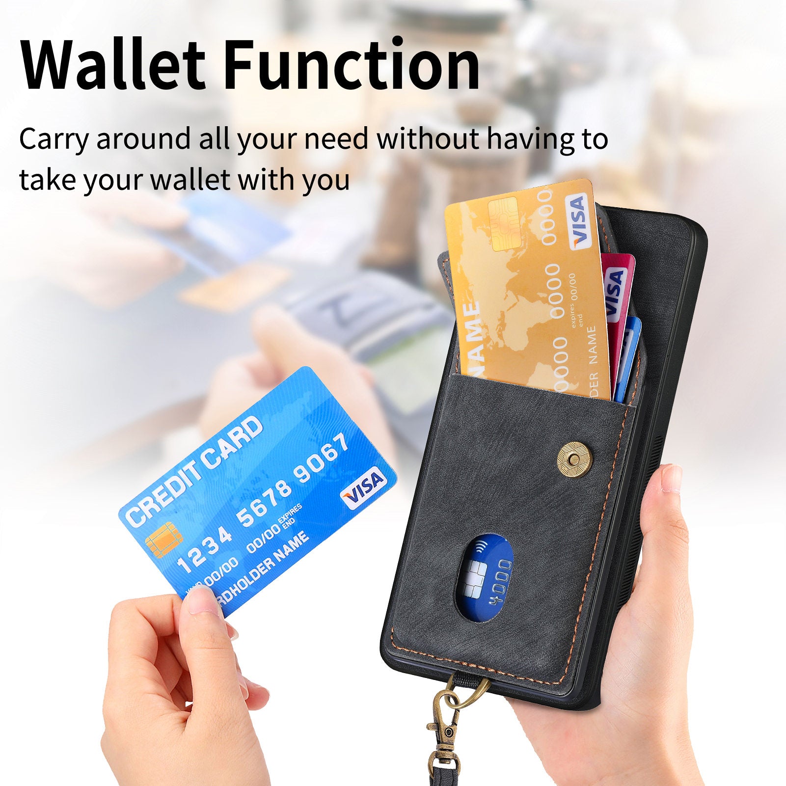 D1 For Xiaomi 14 Case Card Slots PU Leather Coated TPU Magnetic Car Mount Phone Cover