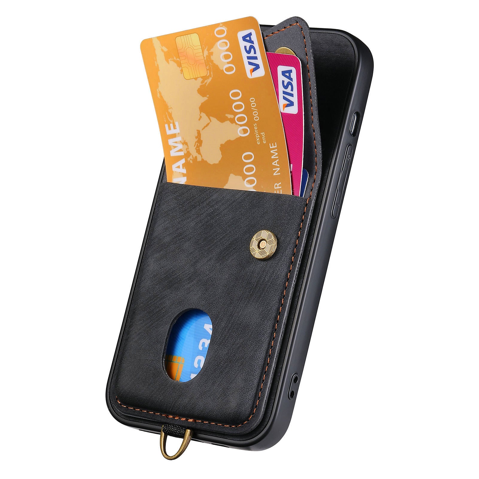D1 For Samsung Galaxy S21+ 5G Case Card Slot Leather + TPU Phone Cover with Strap