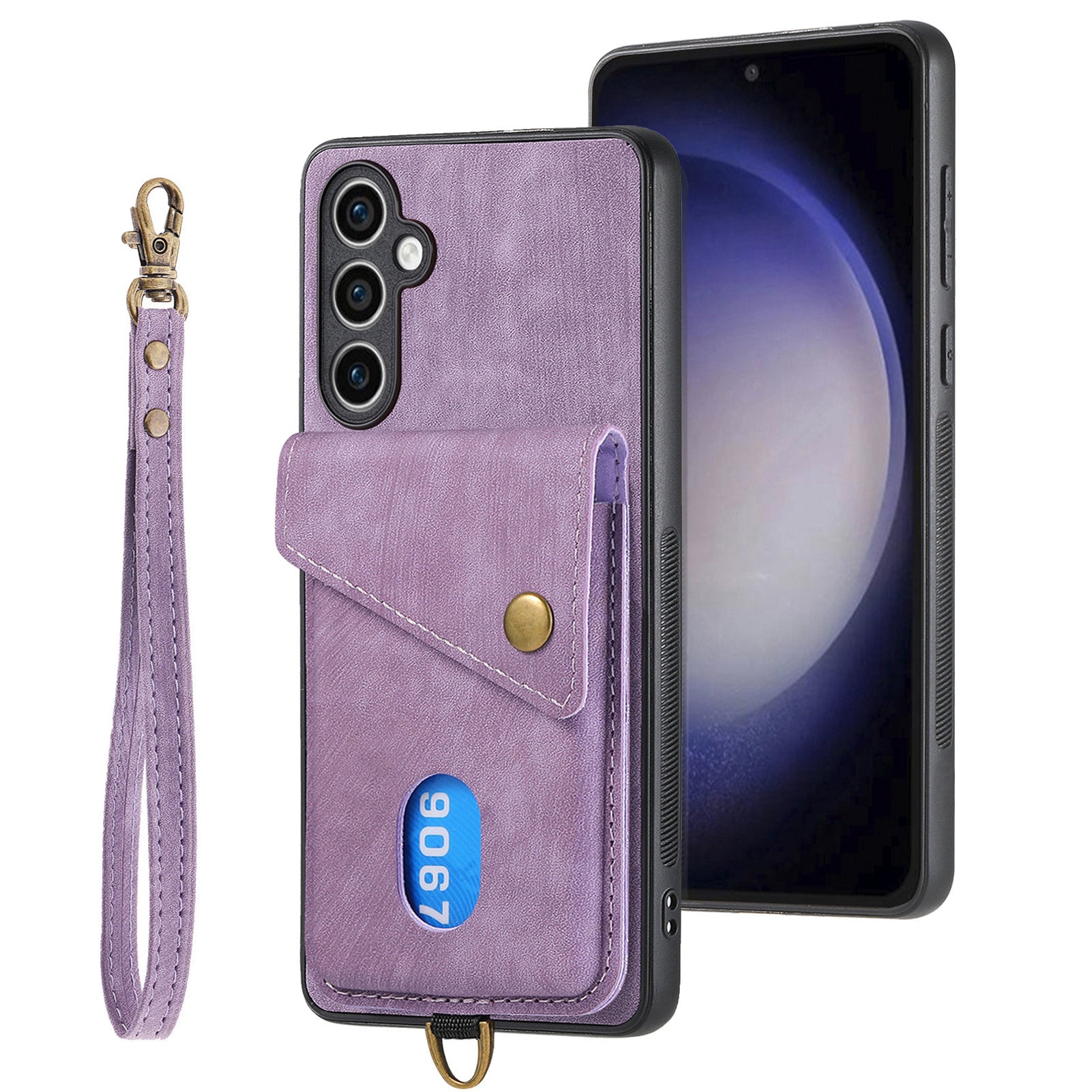 D1 For Samsung Galaxy S23 FE Case Retro Leather Coated TPU Phone Cover with Card Holder