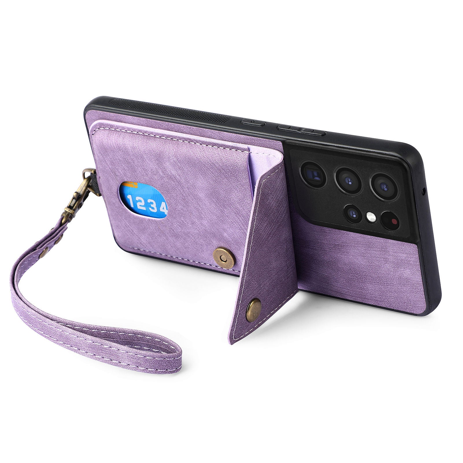 D1 For Samsung Galaxy S21 Ultra 5G Case Card Holder Retro PU+TPU Phone Cover