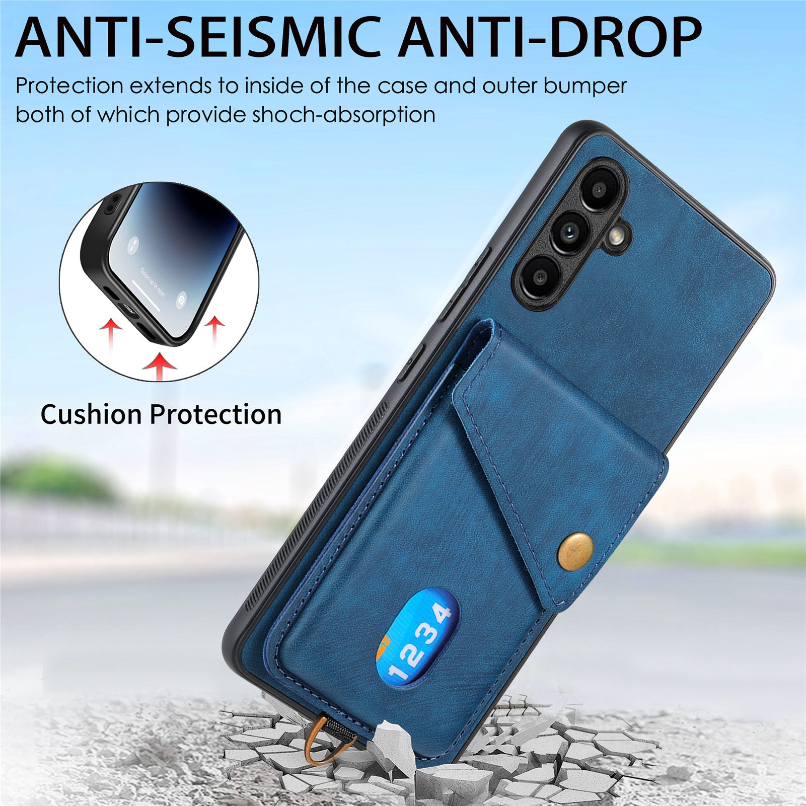 D1 For Samsung Galaxy A34 5G Phone Case Card Slot Retro Leather+TPU Cover