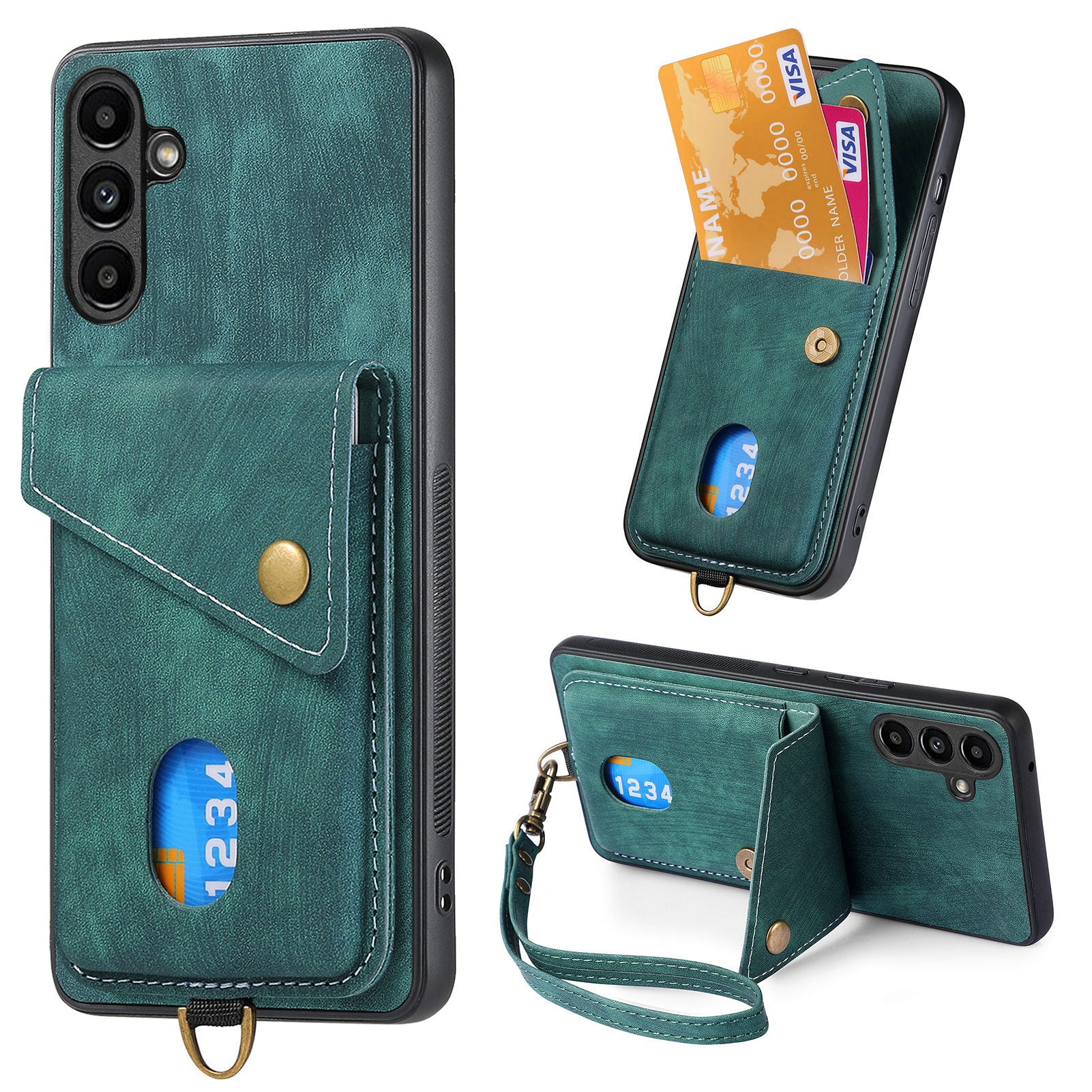 D1 For Samsung Galaxy A34 5G Phone Case Card Slot Retro Leather+TPU Cover