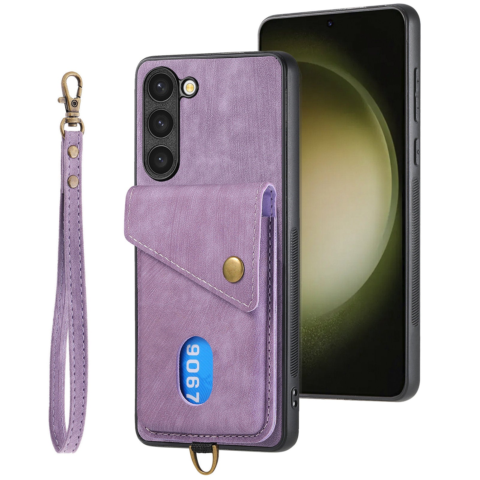 D1 For Samsung Galaxy S23+ Kickstand Case Retro PU+TPU Phone Cover with Card Holder