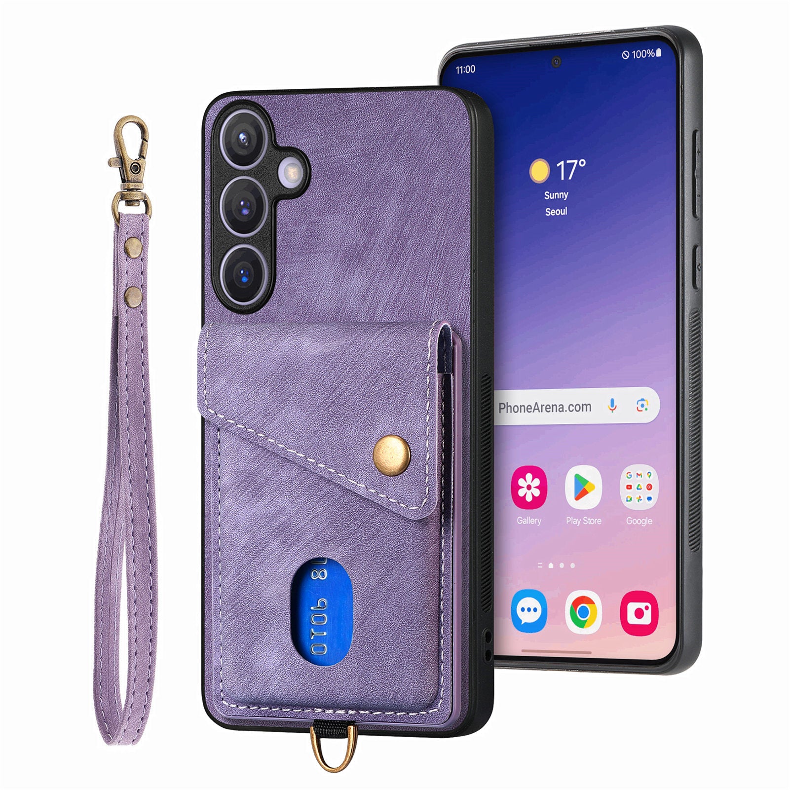 D1 For Samsung Galaxy S24 Case Card Holder Retro Leather+TPU Phone Cover with Kickstand