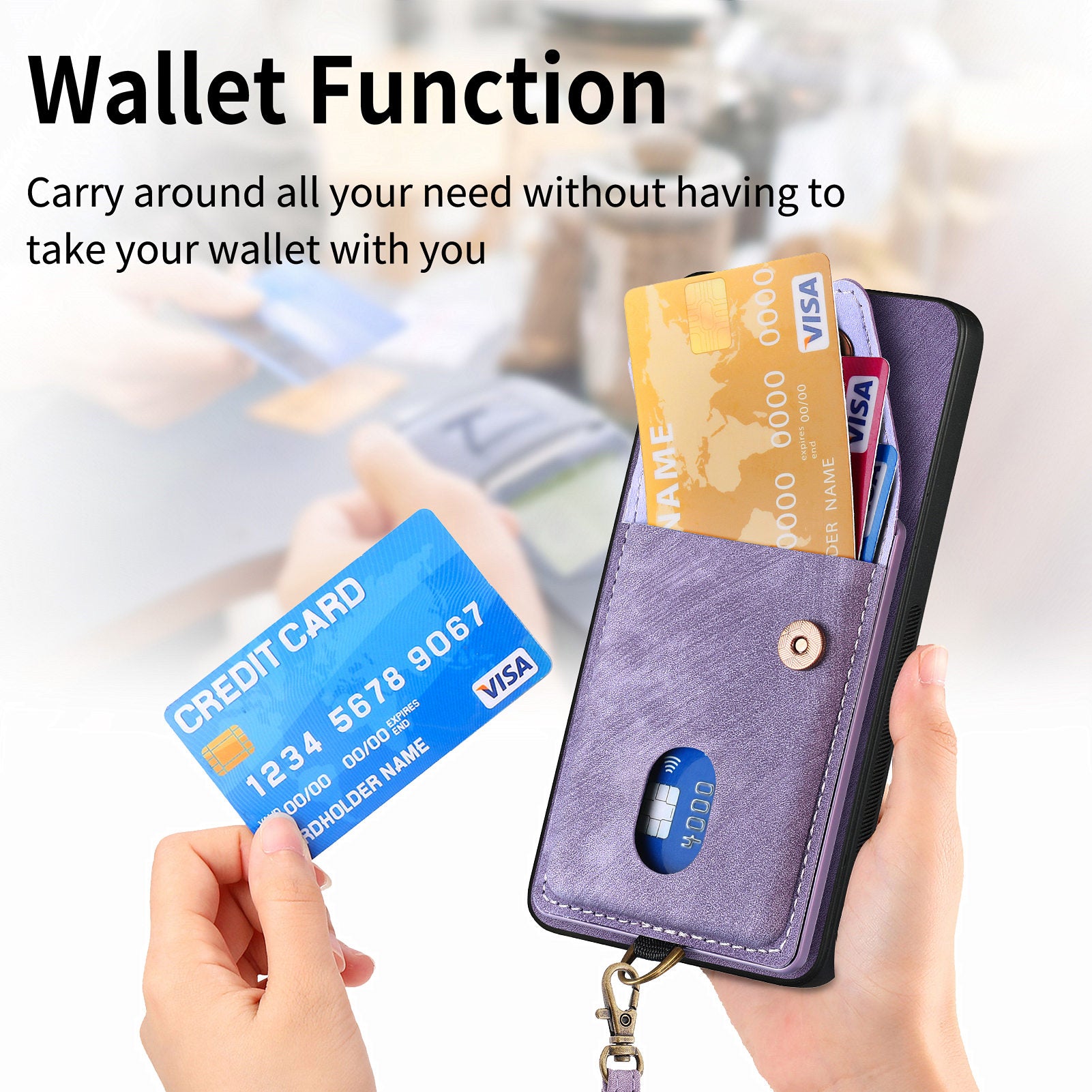 D1 For Samsung Galaxy S24 Case Card Holder Retro Leather+TPU Phone Cover with Kickstand