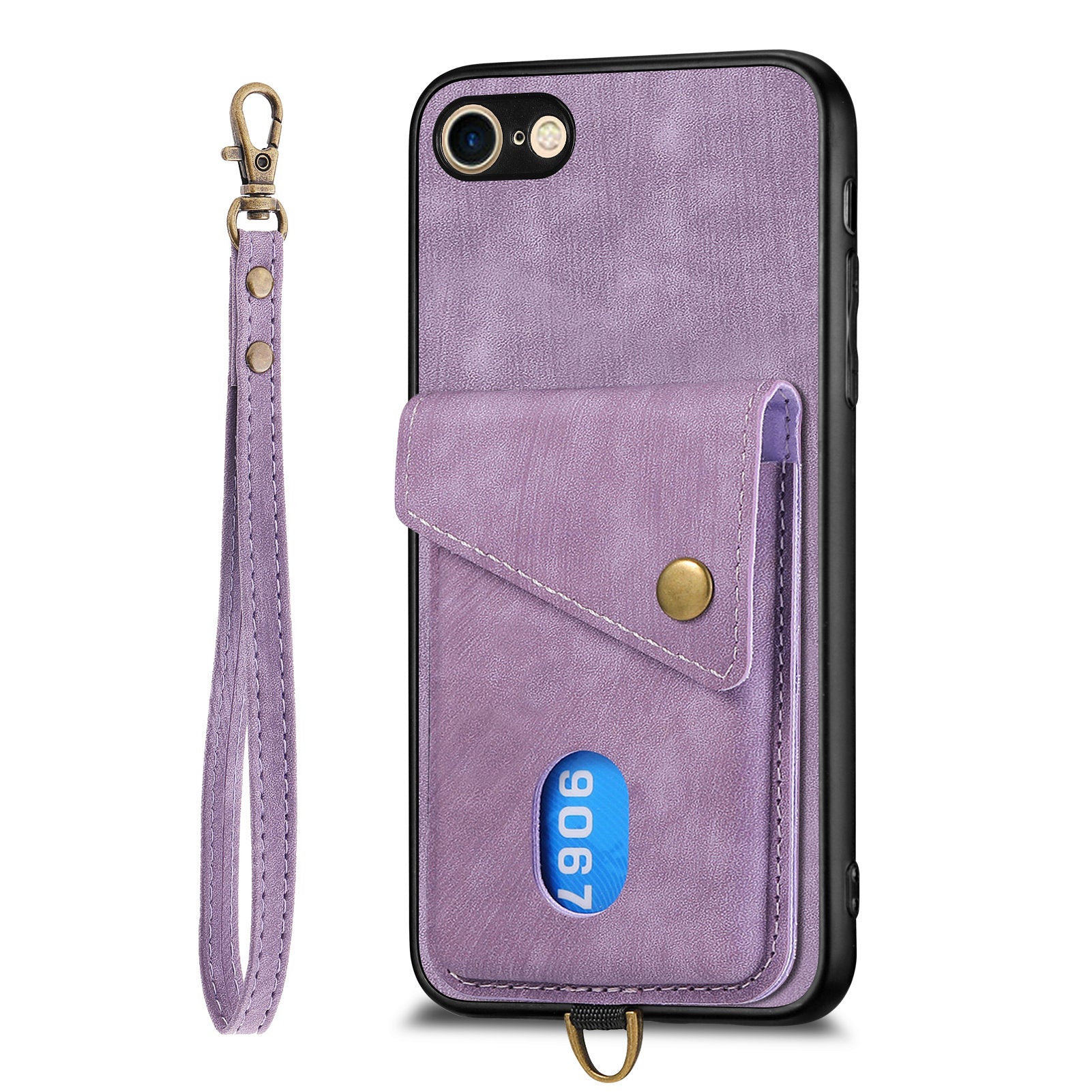 D1 For iPhone 7 / 8 / SE (2020) / SE (2022) Kickstand Case Card Holder Retro PU+TPU Phone Cover