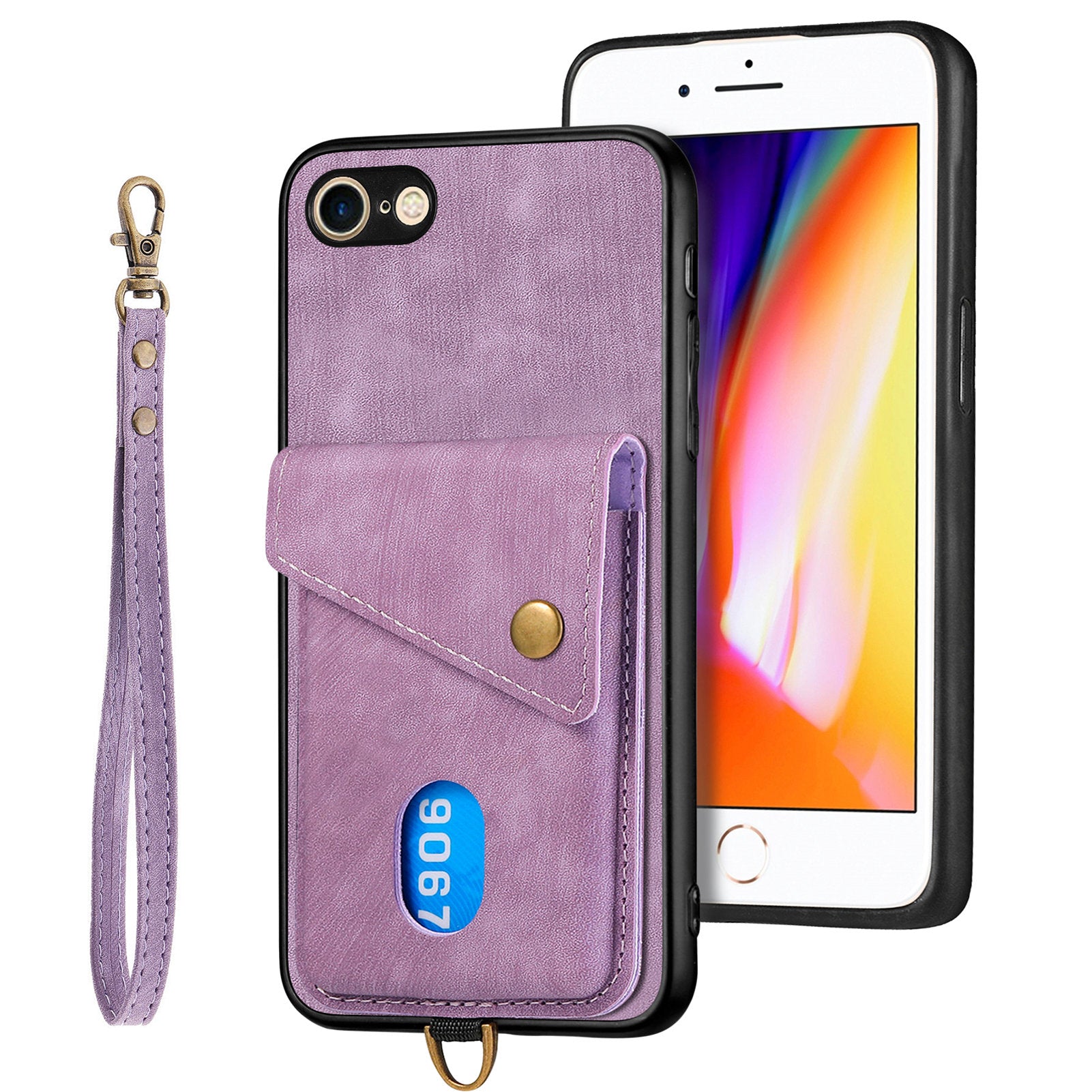 D1 For iPhone 7 / 8 / SE (2020) / SE (2022) Kickstand Case Card Holder Retro PU+TPU Phone Cover