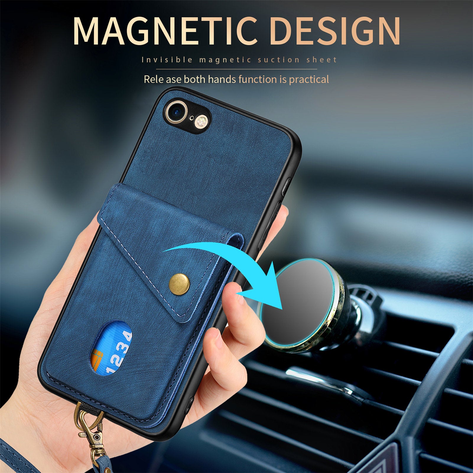 D1 For iPhone 7 / 8 / SE (2020) / SE (2022) Kickstand Case Card Holder Retro PU+TPU Phone Cover