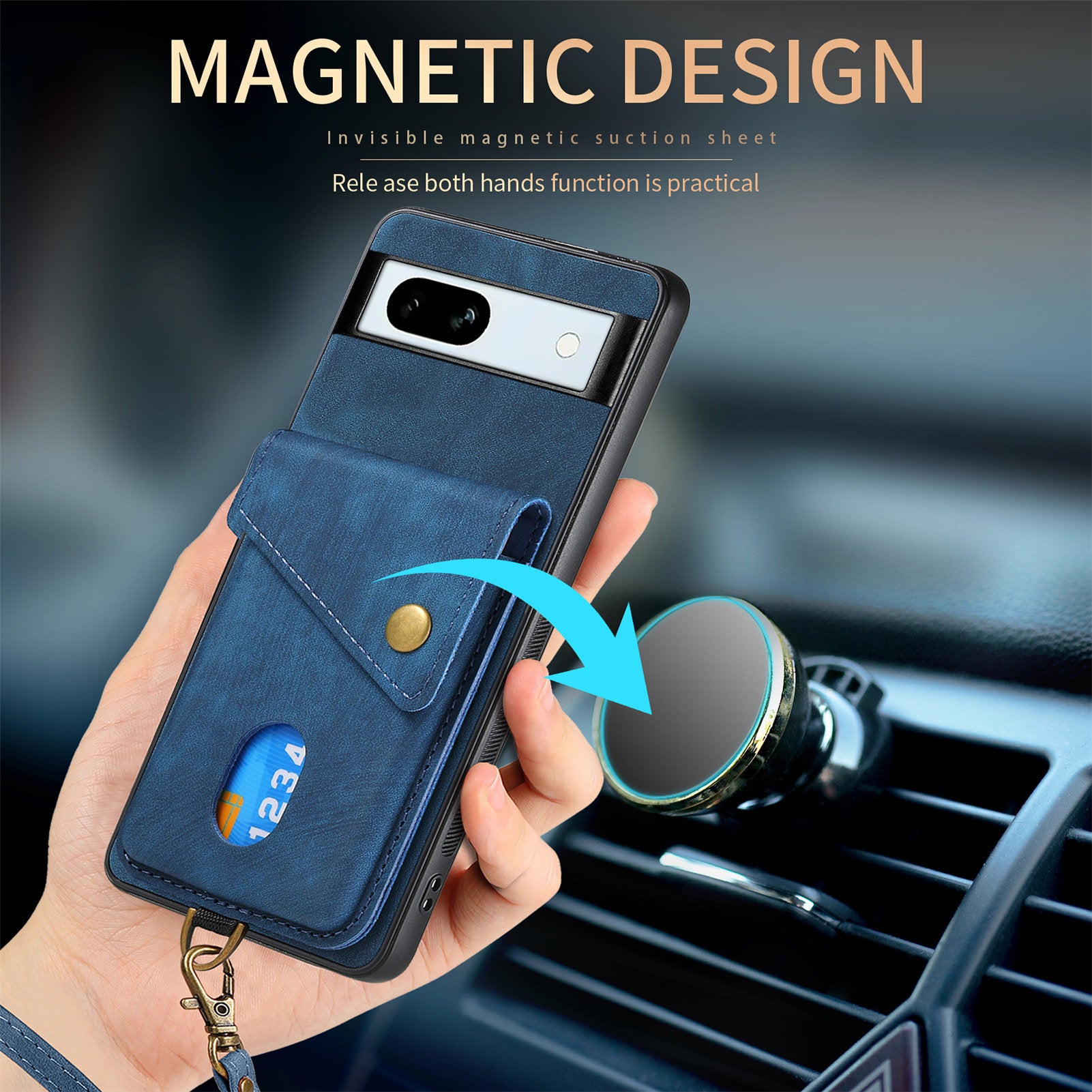 D1 For Google Pixel 7a Case Card Holder Drop-proof Retro PU+TPU Phone Case