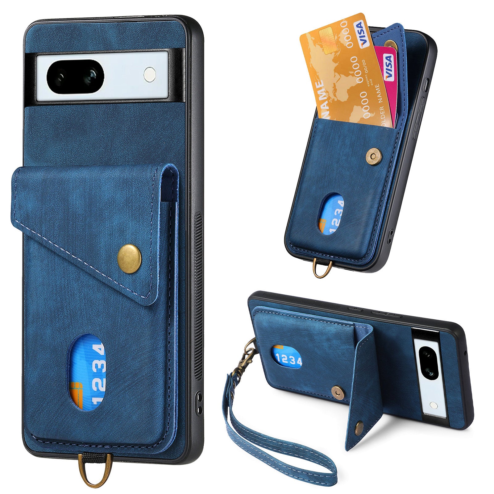 D1 For Google Pixel 7a Case Card Holder Drop-proof Retro PU+TPU Phone Case