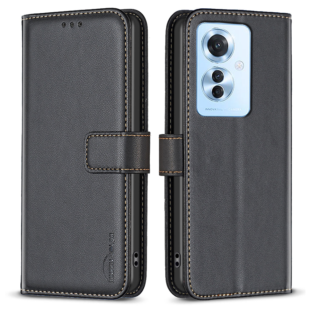 BINFEN COLOR BF17 For Oppo Reno11 F 5G Case Magnetic Closure Folio Stand Phone Cover